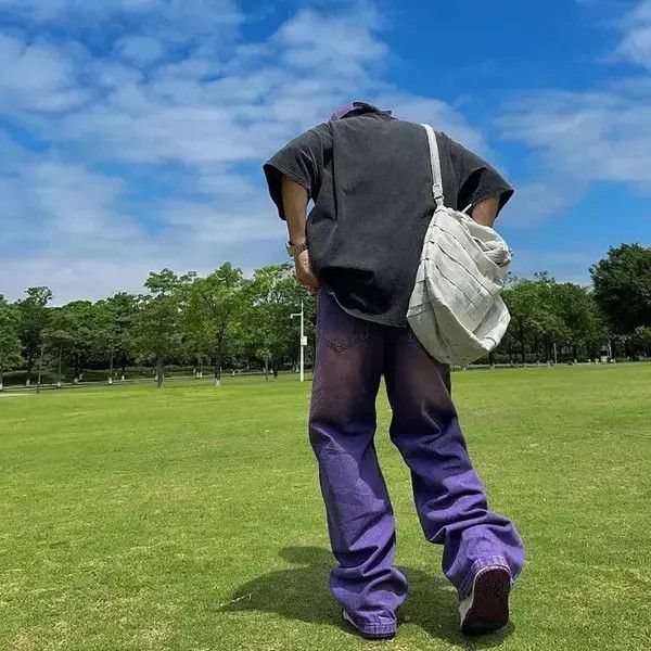 Japanese Brand Purple Y2K Jeans Men Casual Streetwear Size US 30 / EU 46 - 3 Thumbnail