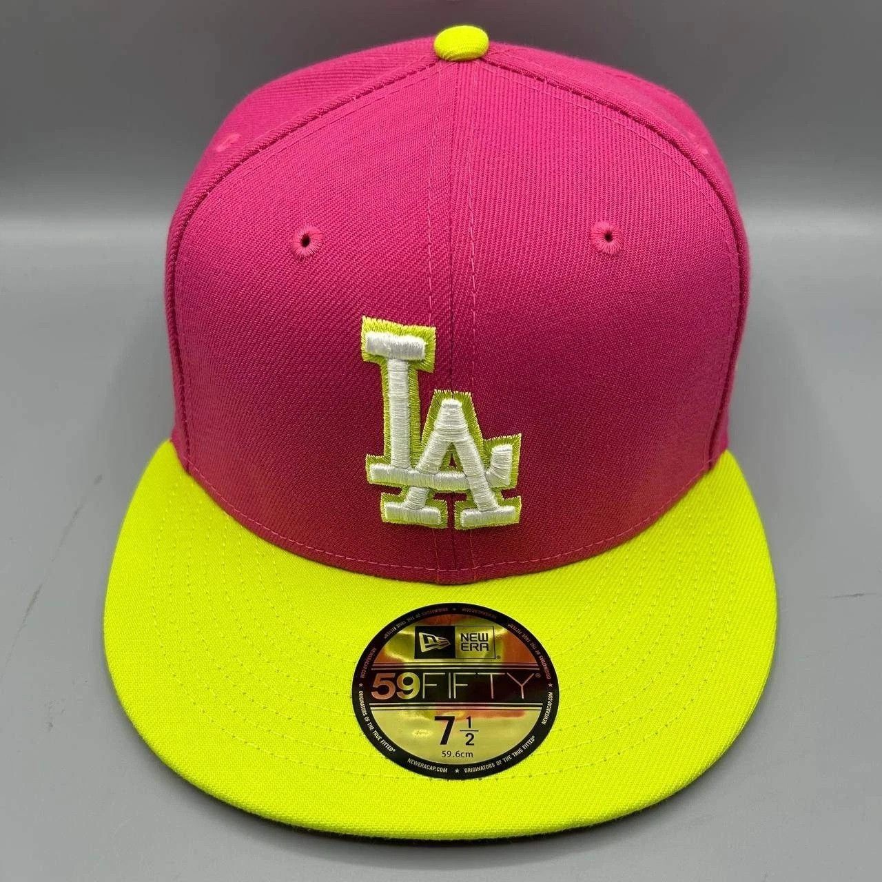 New Era Los Angeles LA Dodgers Hat Men 7 1/2 Pink MLB Fitted Cap New Size ONE SIZE - 2 Thumbnail