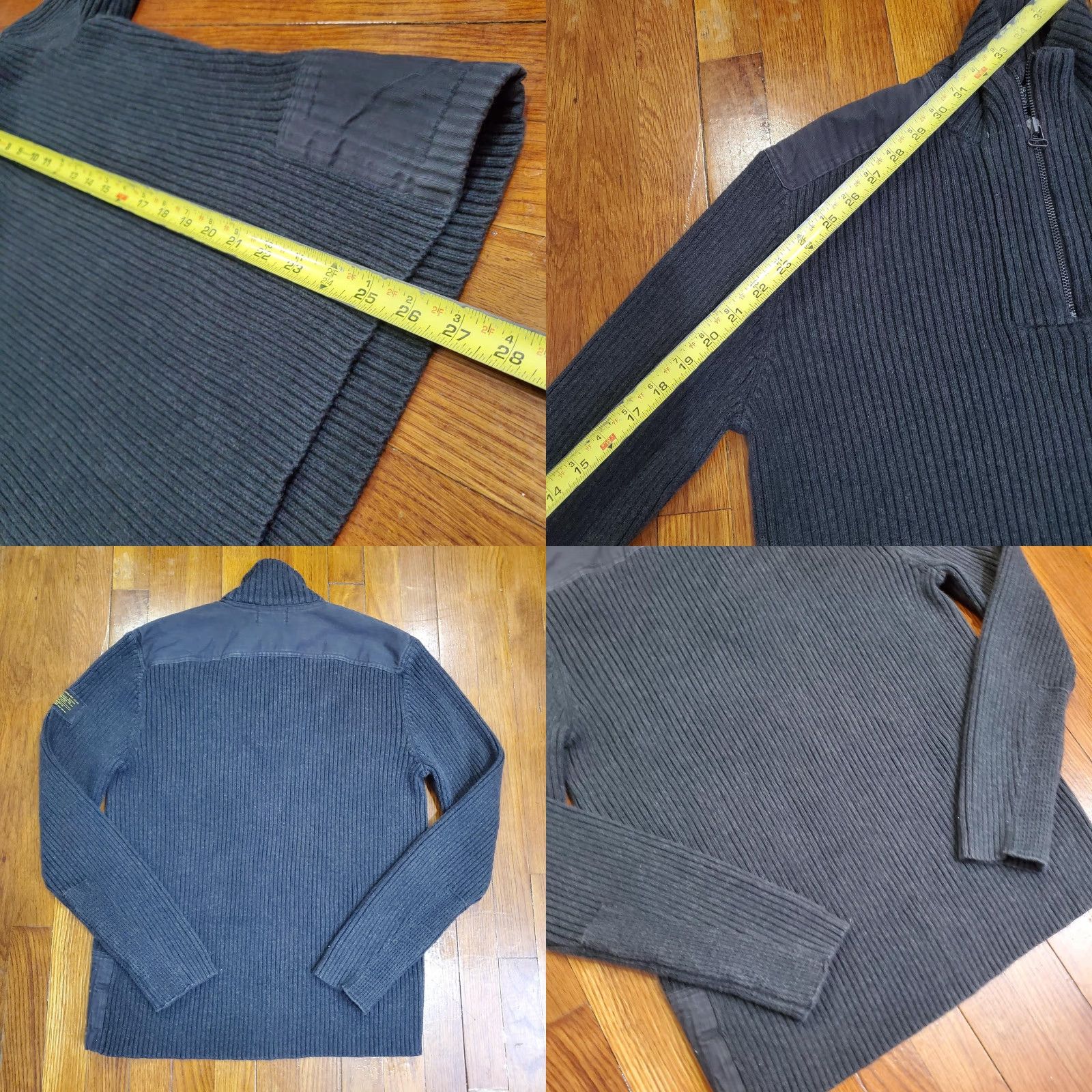 Polo Ralph Lauren Polo Jeans Company Sweater Mens Large Gray Quarter Zip Ribbed Military Pullover Size US L / EU 52-54 / 3 - 8 Thumbnail