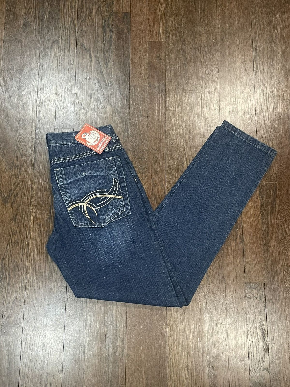 Vintage Dark wash jeans with embroidery Size 34" / US 12 / IT 48 - 1 Thumbnail