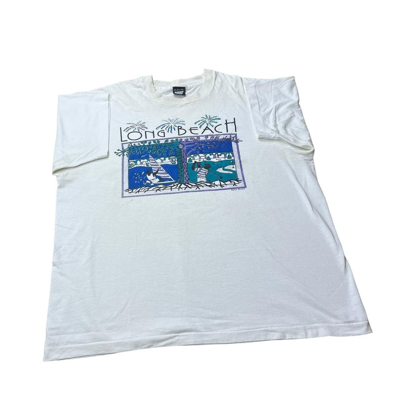 Vintage Vintage Long Beach T Shirt Size US XXL / EU 58 / 5 - 2 Thumbnail