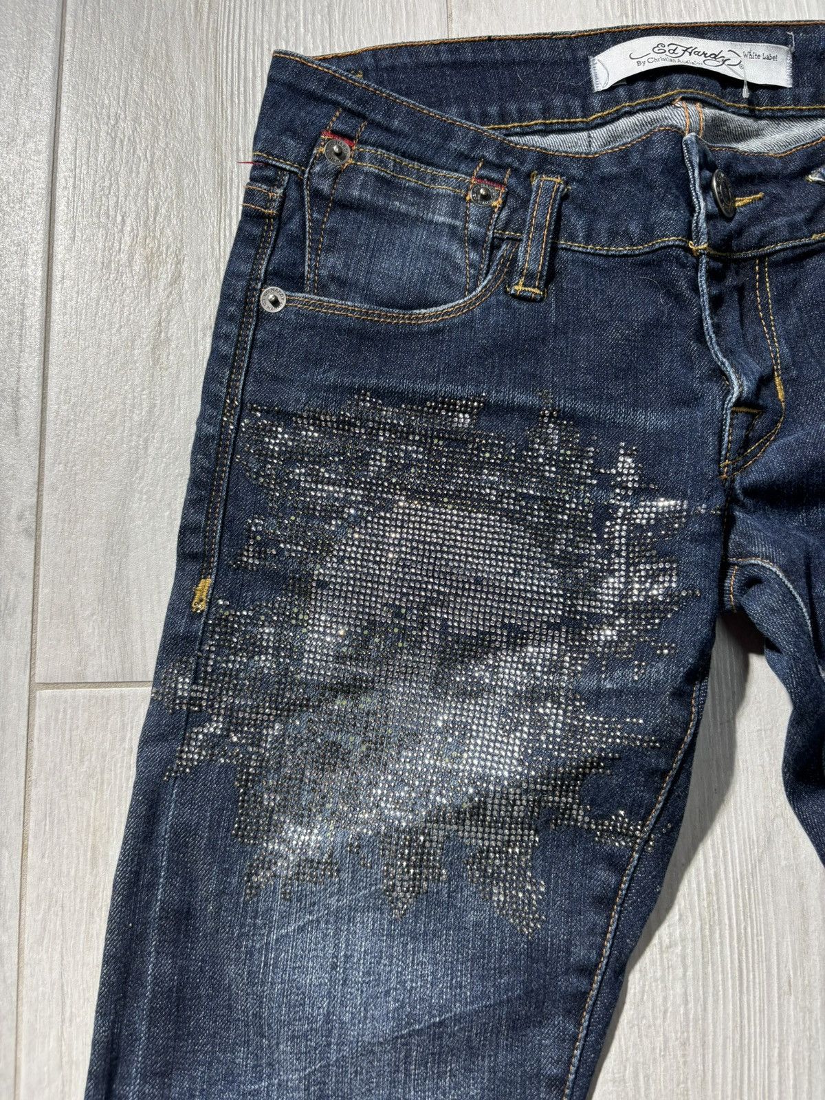 Ed Hardy Y2K Ed Hardy Jeans Skull Death Rhinestones by Christian Size 27" / US 4 / IT 40 - 3 Thumbnail