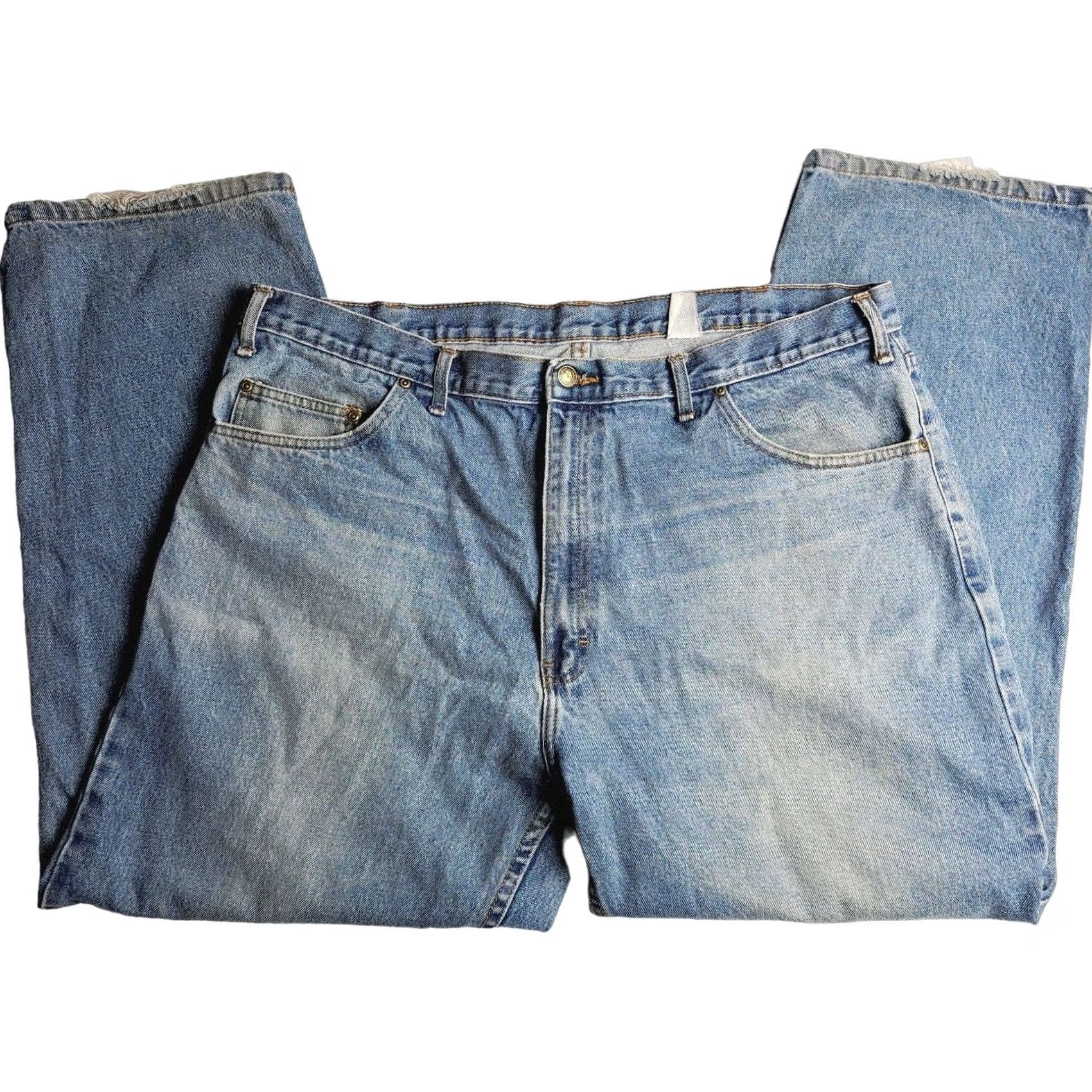 Vintage Berne Jeans 40x30 Denim Zipper Pants Regular Pants Mens 5-Pocket Blue Cotton Denim Solid Medium Wash Zipper Work Outdoor) Size US 40 / EU 56 - 2 Thumbnail
