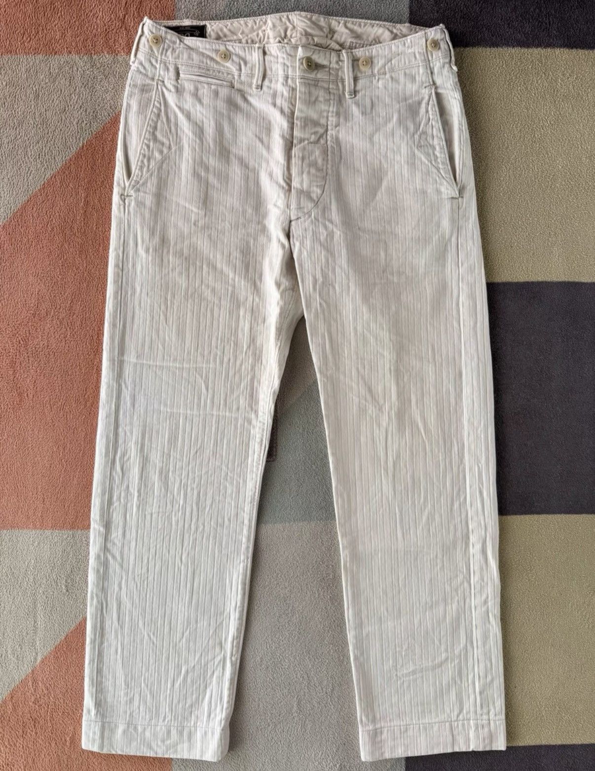 RRL Ralph Lauren RRL Ralph Lauren Double RL White Herringbone Pants K22 Size US 31 - 1 Thumbnail
