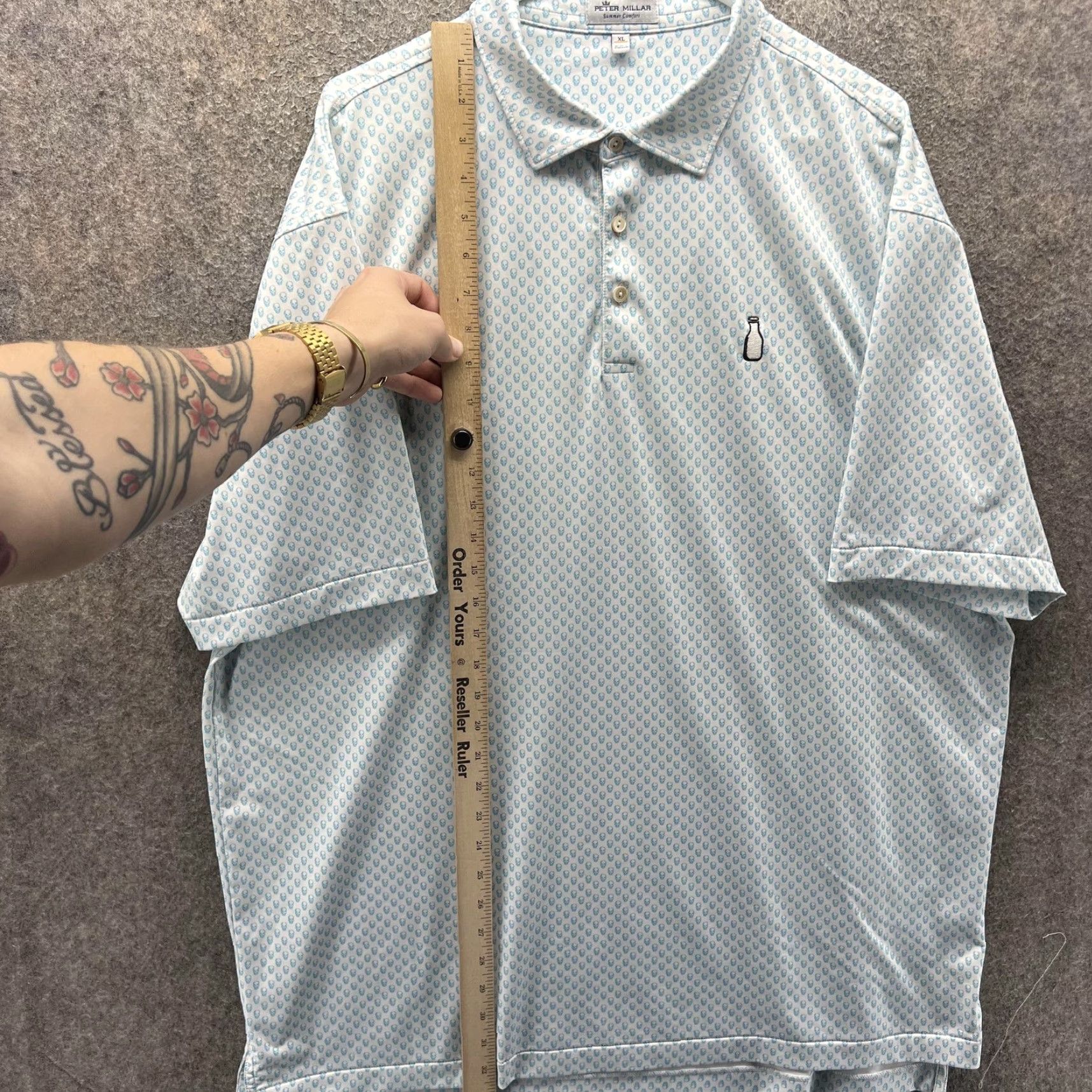 Peter Millar Peter Millar Polo Shirt Mens XL White Skull Print Golf Stretch Summer Comfort Shirt Mens XL White Skull Print Golf Stretch Size US XL / EU 56 / 4 - 7 Thumbnail