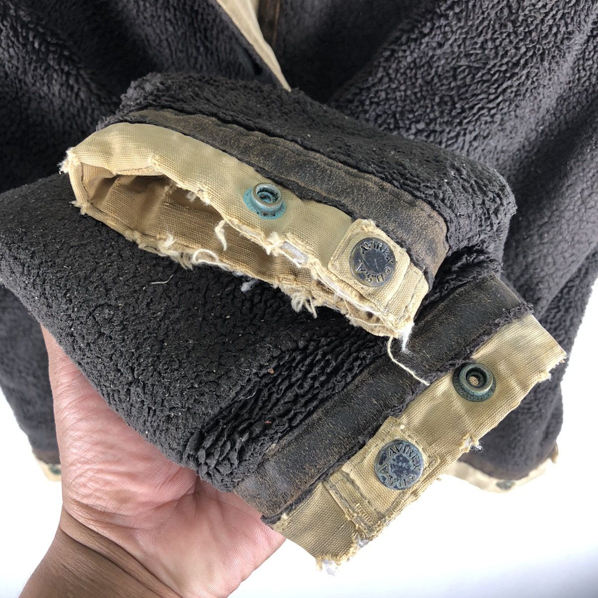 Avirex Vintage 90's Avirex Sherpa Hoodie Jacket Button up Size US L / EU 52-54 / 3 - 14 Thumbnail