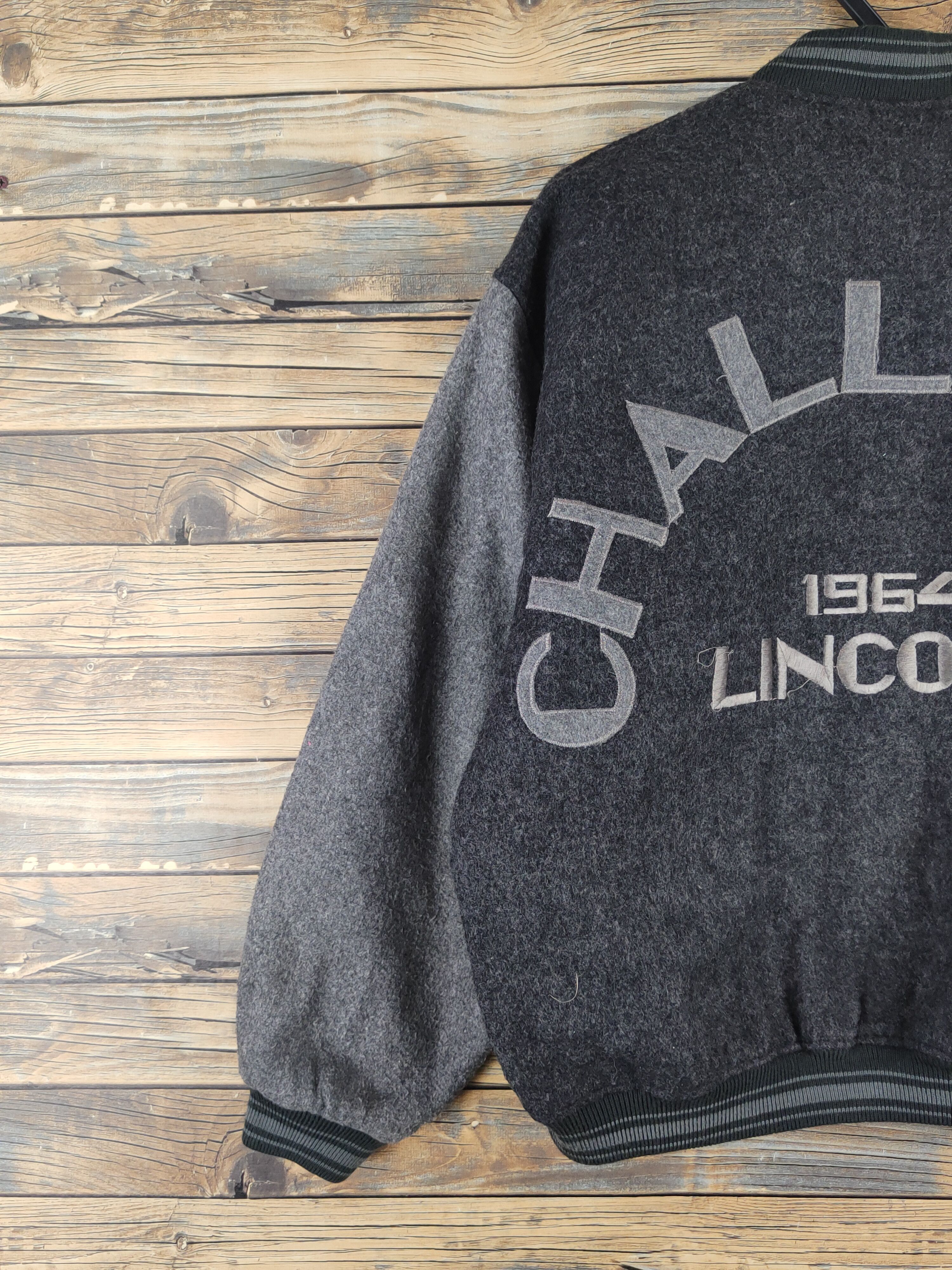 Japanese Brand DL 1964 Lincoln Black Gray Wool Varsity Jackets #W2230 Size US L / EU 52-54 / 3 - 2 Thumbnail