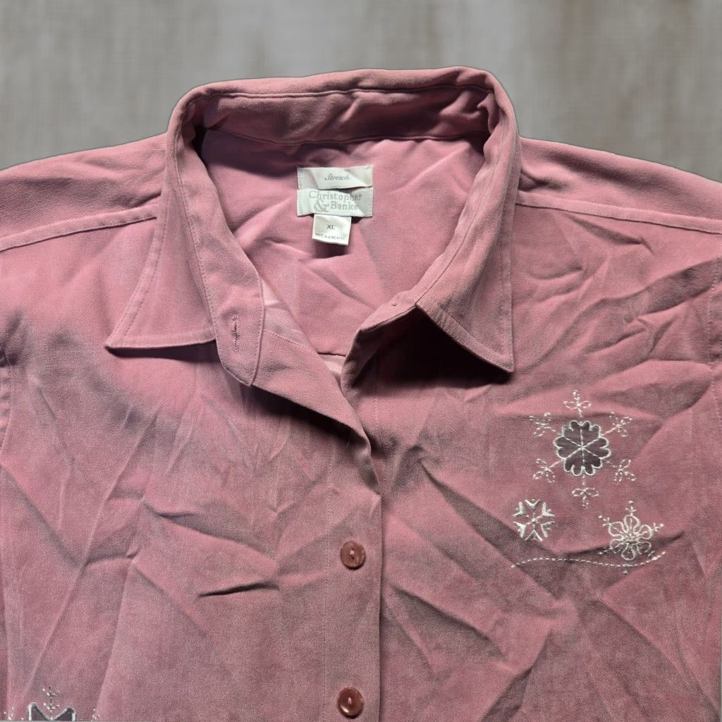Vintage Christopher Banks Women's XL Shirt Pink Snowflake Winter Heavy Button Up Size XL / US 12-14 / IT 48-50 - 1 Thumbnail