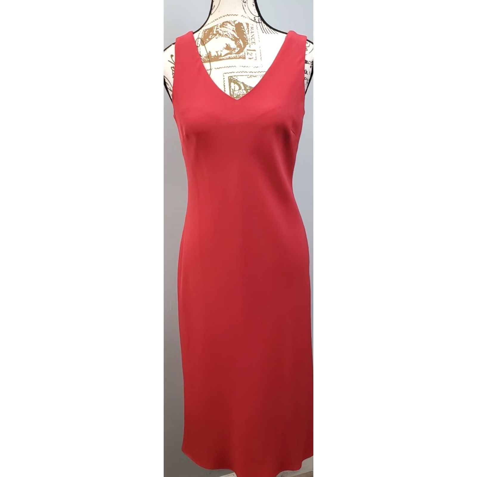 Ralph Lauren Lauren Ralph Lauren Womens 4 Red Summer Sleeveless Sheath Dress V-Neck Knee Length Size S / US 4 / IT 40 - 2 Thumbnail