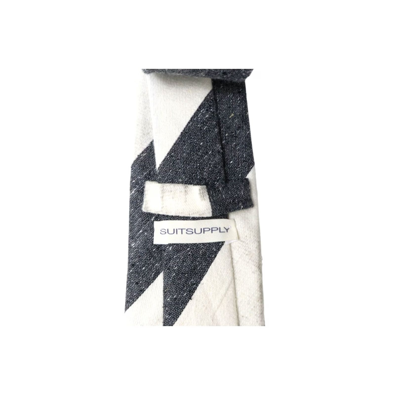 Suitsupply Suitsupply Tie Men's One Size Silk & Linen Blend Pointed Stripe Pattern Size ONE SIZE - 6 Thumbnail