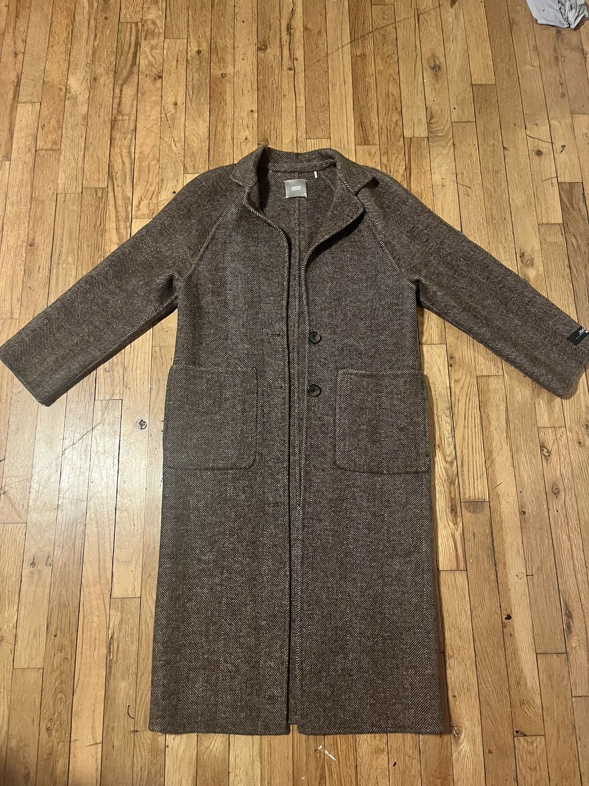 image of Kith Wool Long Overcoat in Brown, Women's (Size XS)