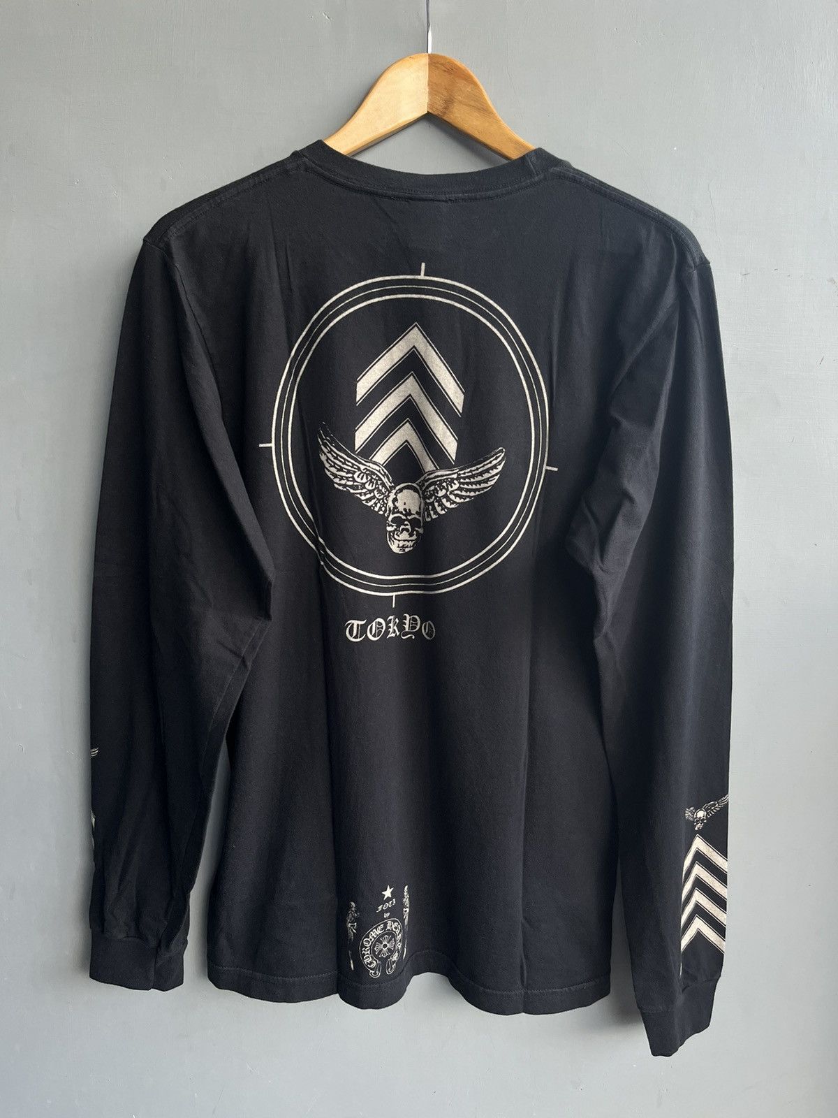 image of Chrome Hearts Foti Tokyo Long Sleeve Tee in Black, Men's (Size Medium)