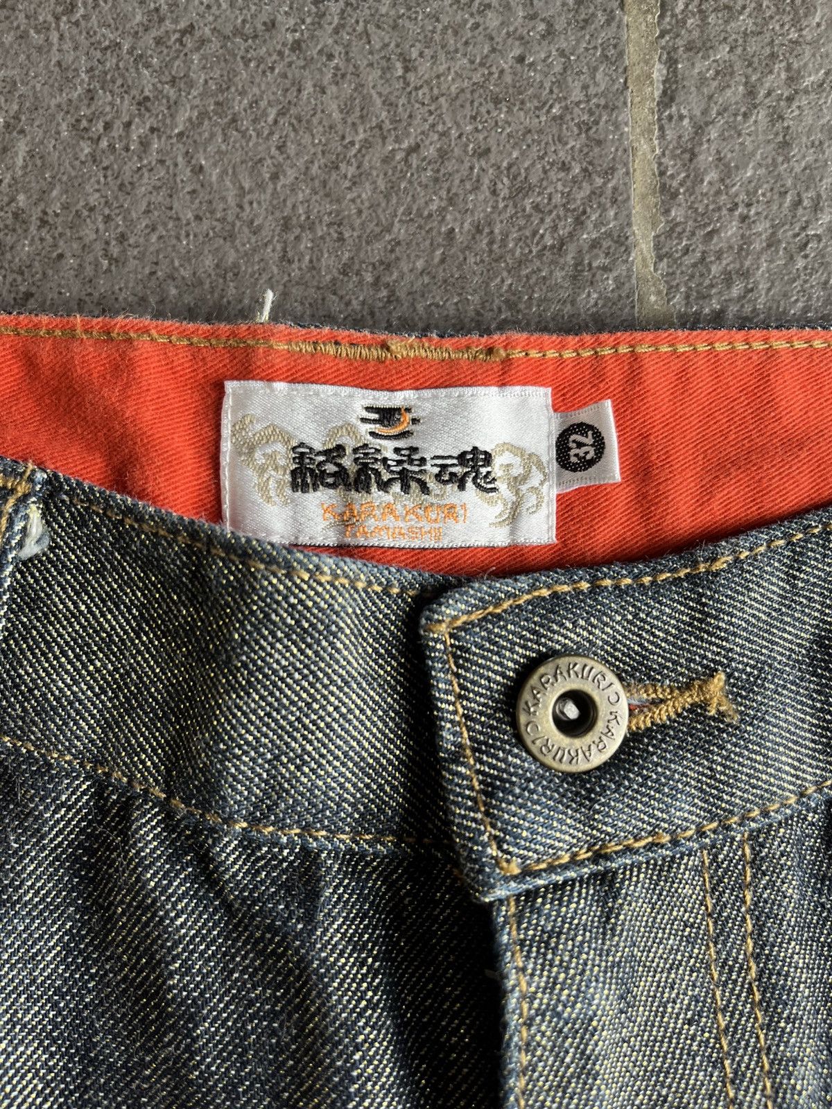 Karakuri Tamashii Dragon and Fire Embroidery Jorts Denim Japanese Size US 32 / EU 48 - 10 Thumbnail