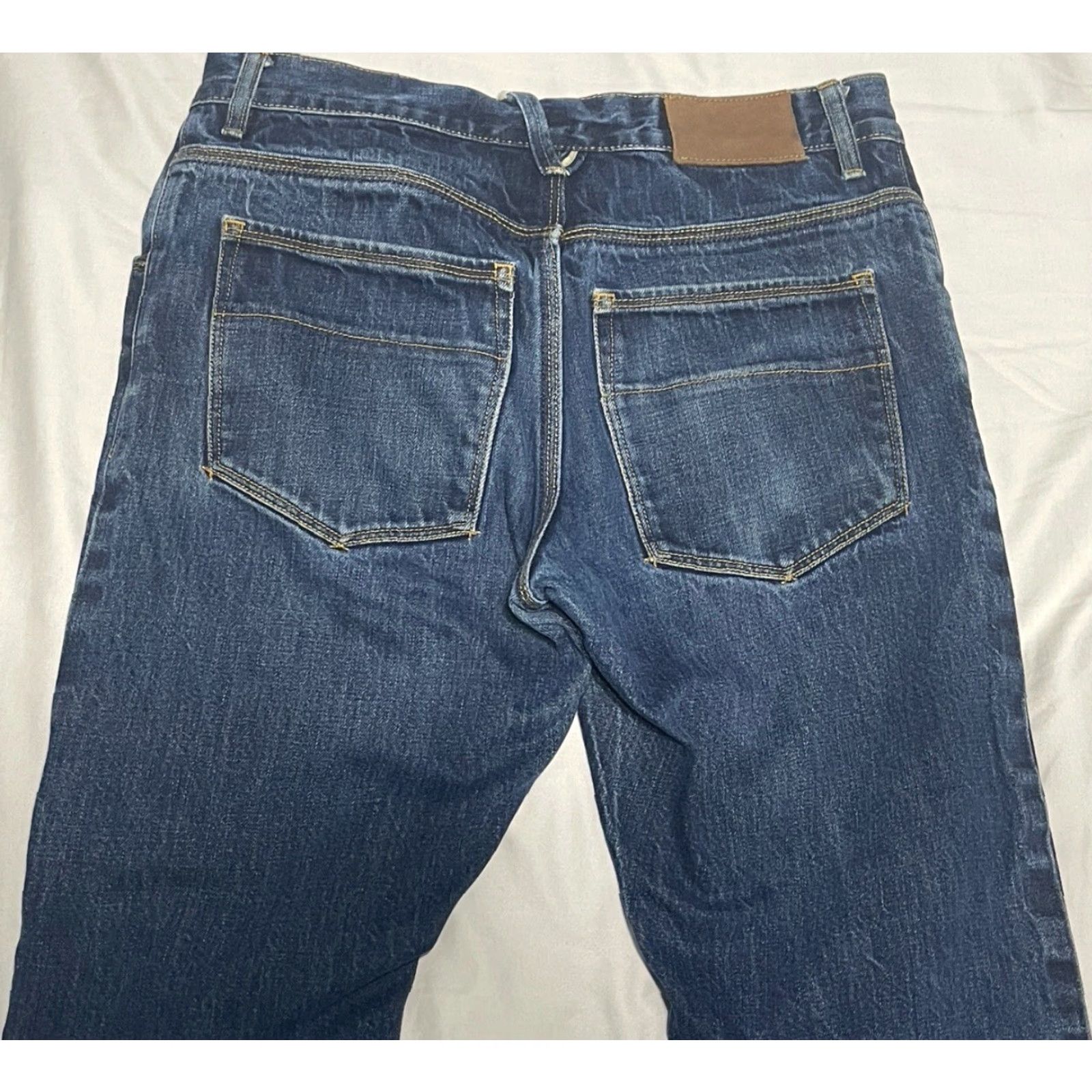 Raleigh Denim Raleigh Denim Martin Selvedge Jeans Dark Wash 29x26.5 Straight Fit Unisex Adults Blue USA Size US 29 - 5 Thumbnail