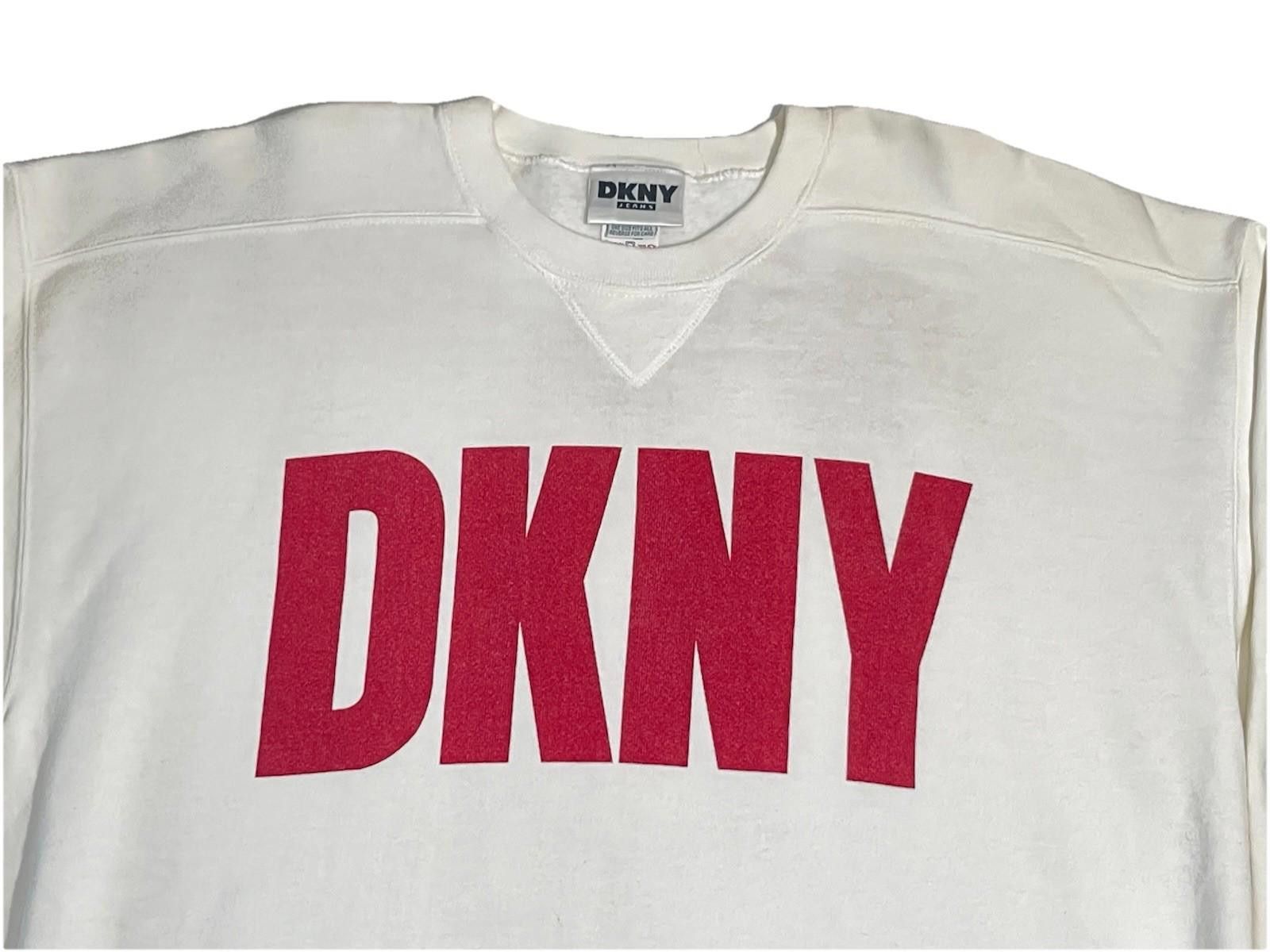 DKNY 1990s DKNY Donna Karen New York White Boxy USA Sweatshirt XL Size US XL / EU 56 / 4 - 9 Thumbnail