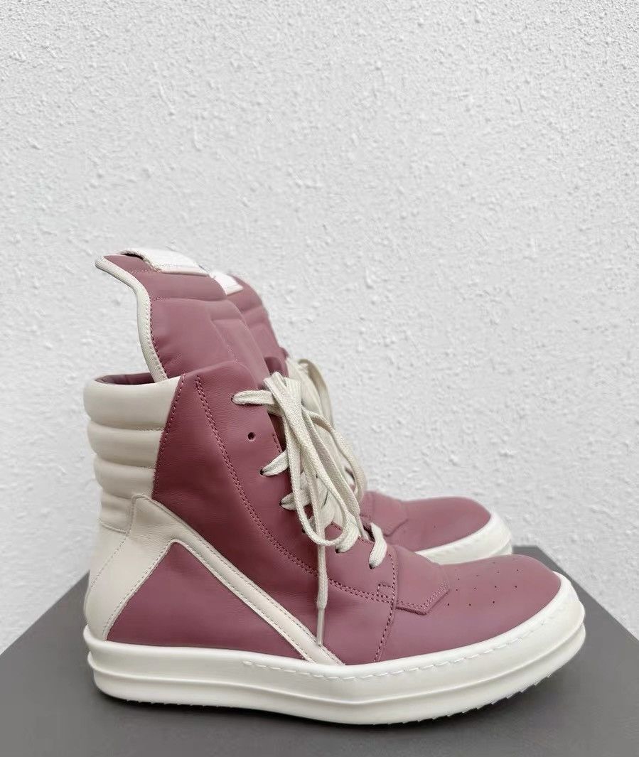 Rick Owens Rick Owens Geobasket pink and white high-top sneakers Size US 8 / IT 38 - 1 Thumbnail