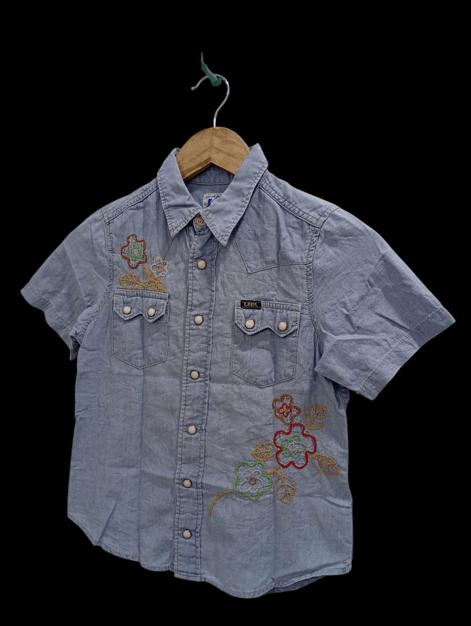 Lee × Vintage 🔥🔥Lee Riders Kids Boys Embroidery Denim Shirt Size US XXS / EU 40 - 3 Thumbnail