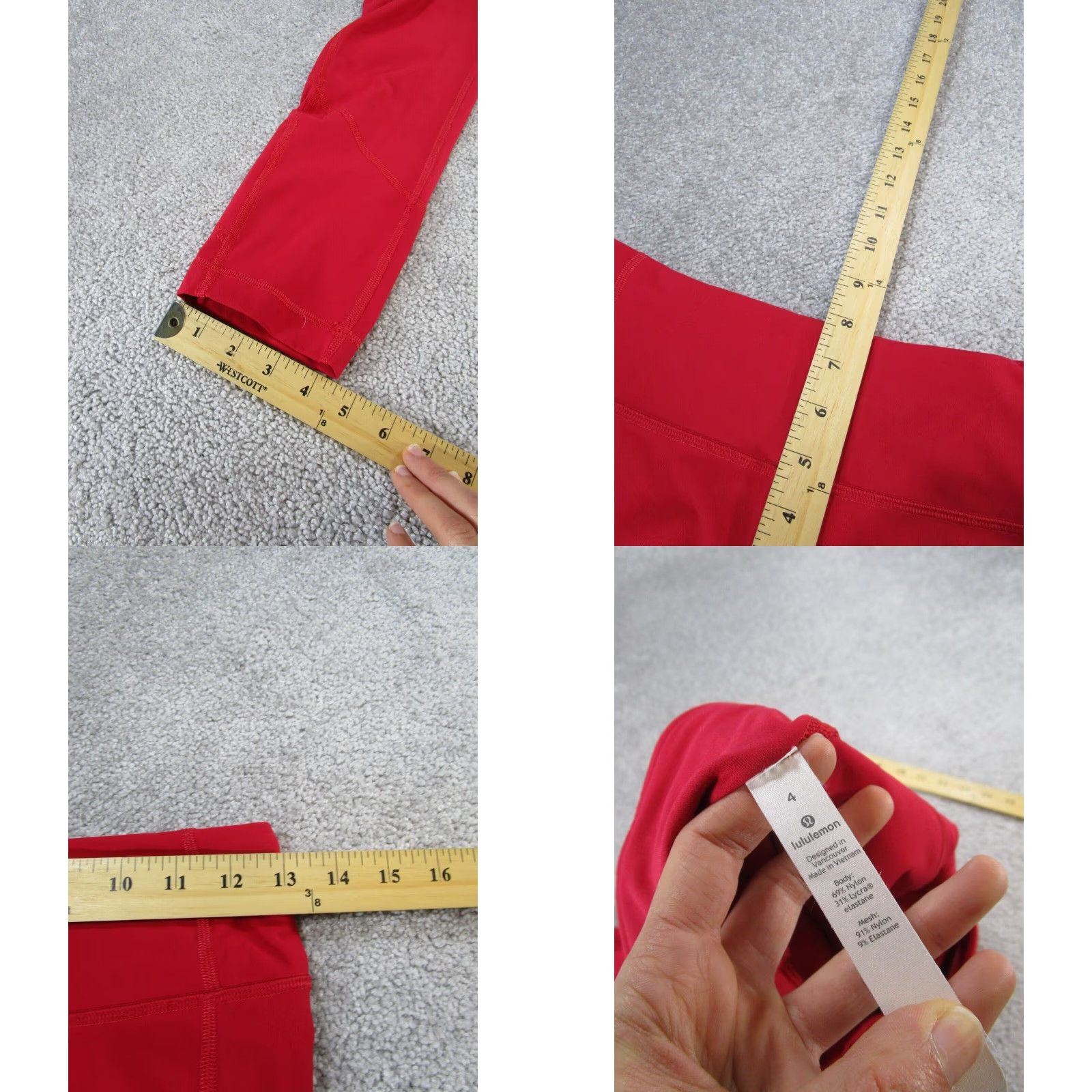 Lululemon Lululemon Womens Leggings Pace Rival Crop Red Running Extra Large XL Size 27" / US 4 / IT 40 - 8 Thumbnail