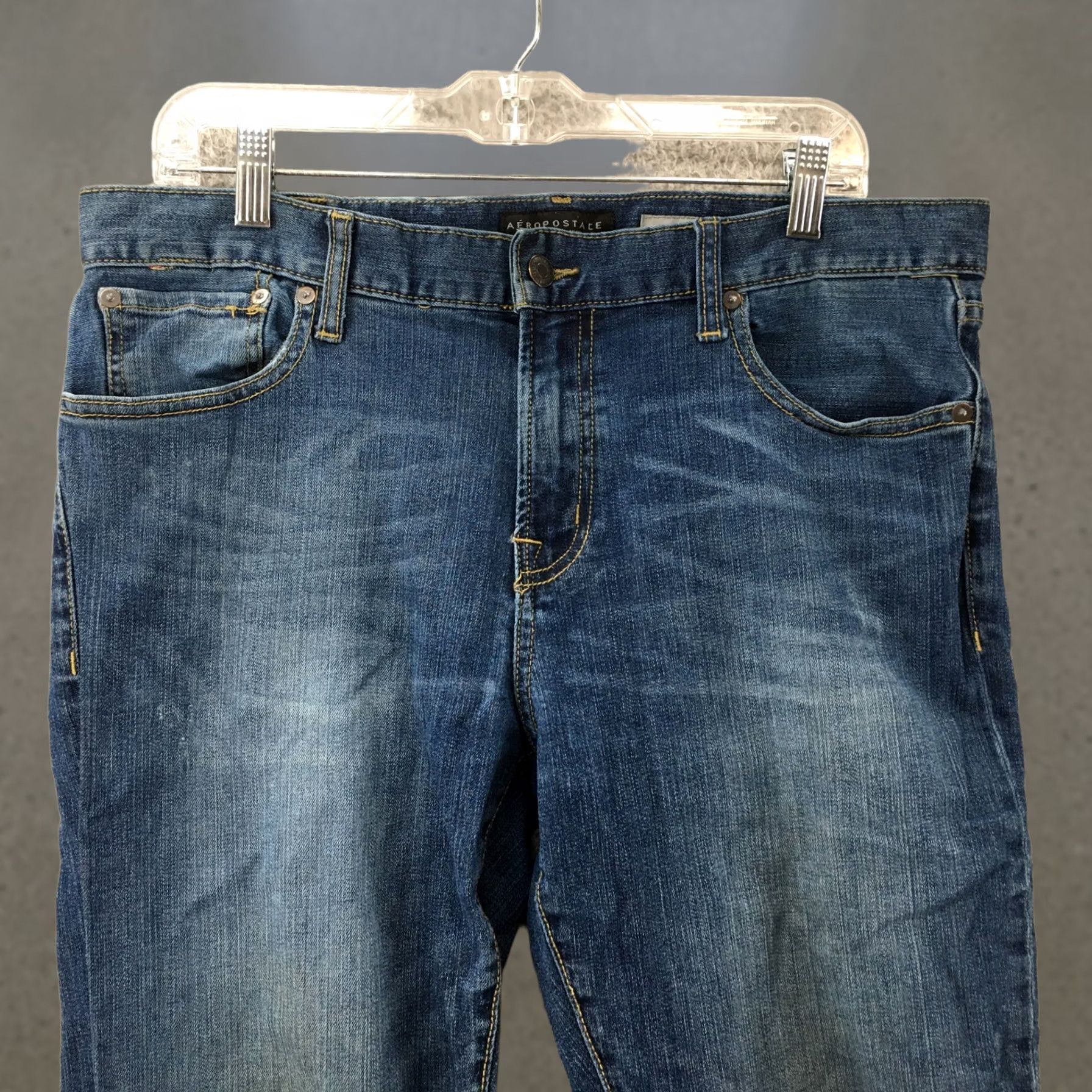Vintage Aéropostale Slim Tapered Jeans Mens Denim Blue Dark Wash 38x31 Mid Rise Jeans Mens XS-Longest? Size US 38 / EU 54 - 1 Thumbnail
