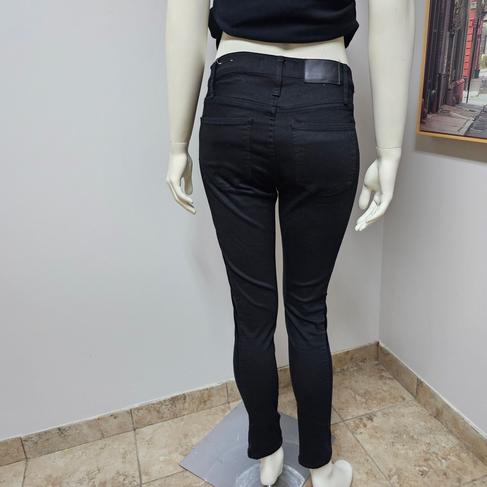 Madewell Madewell Mid-Rise Skinny Black Jeans Velvet Side Stripes 26 Size 26" / US 2 / IT 38 - 2 Thumbnail