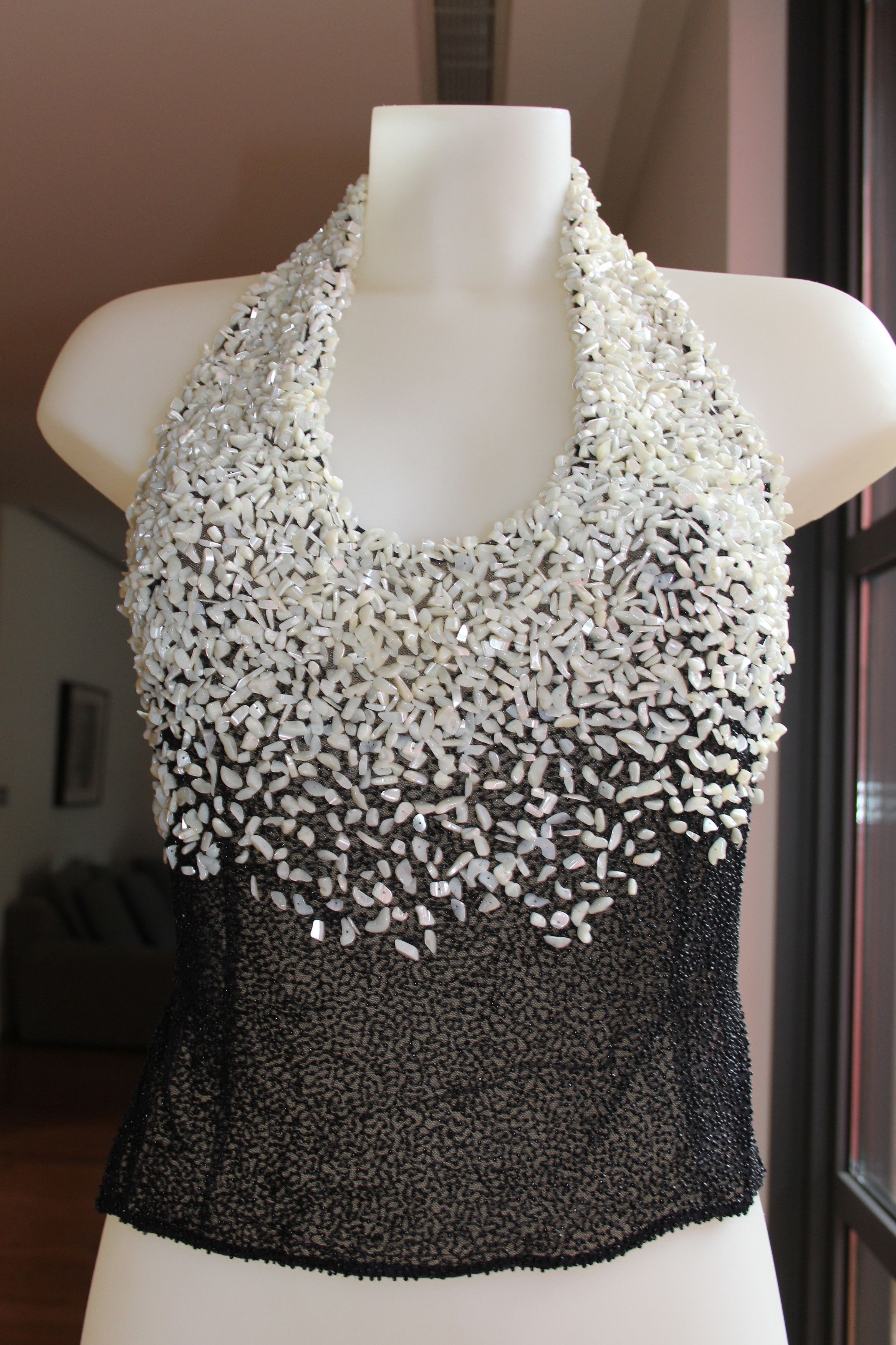 Versace Silk mother-of-pearl beads Halter Top Size S / US 4 / IT 40 - 3 Thumbnail