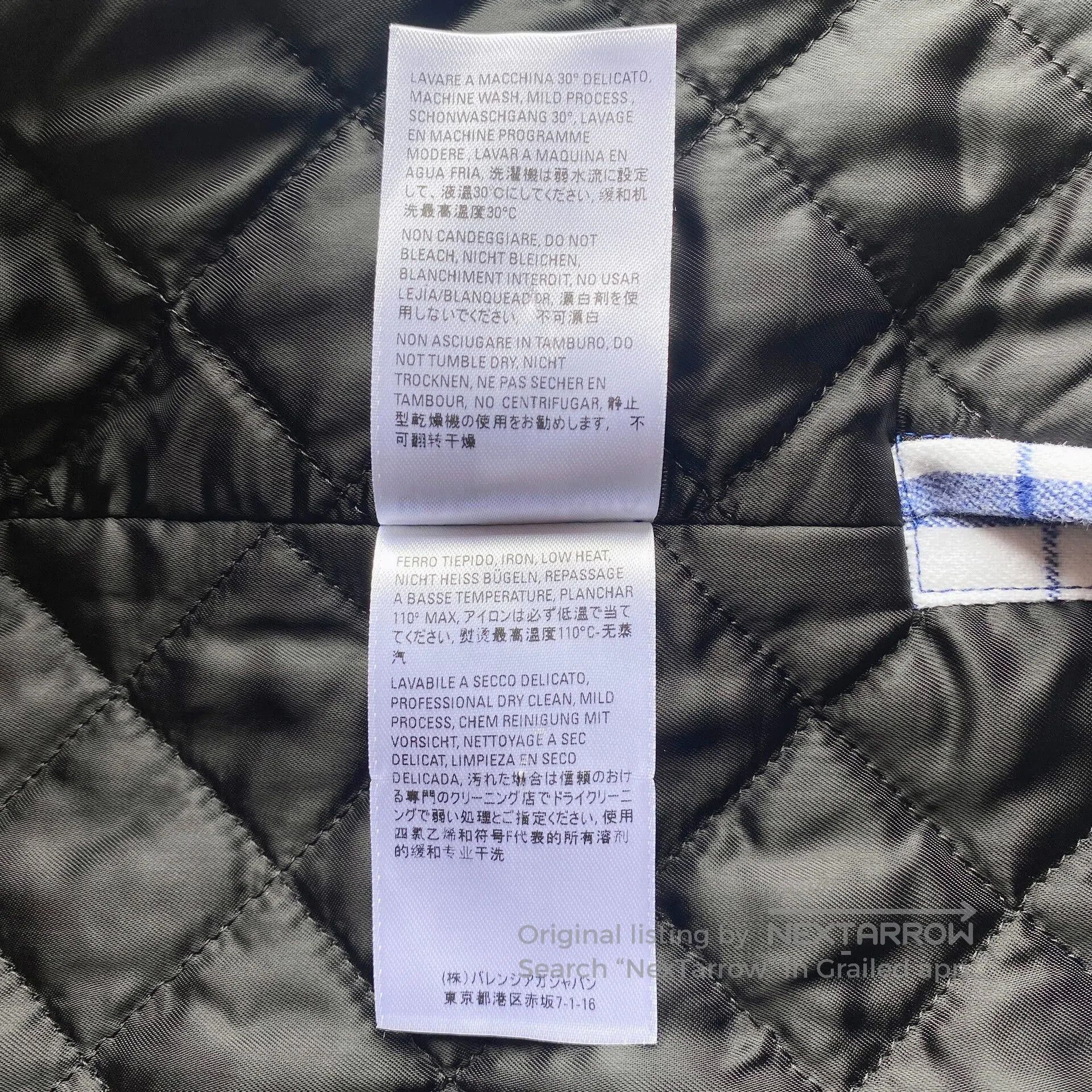 Balenciaga White Blue Checkered Shirt Jacket.