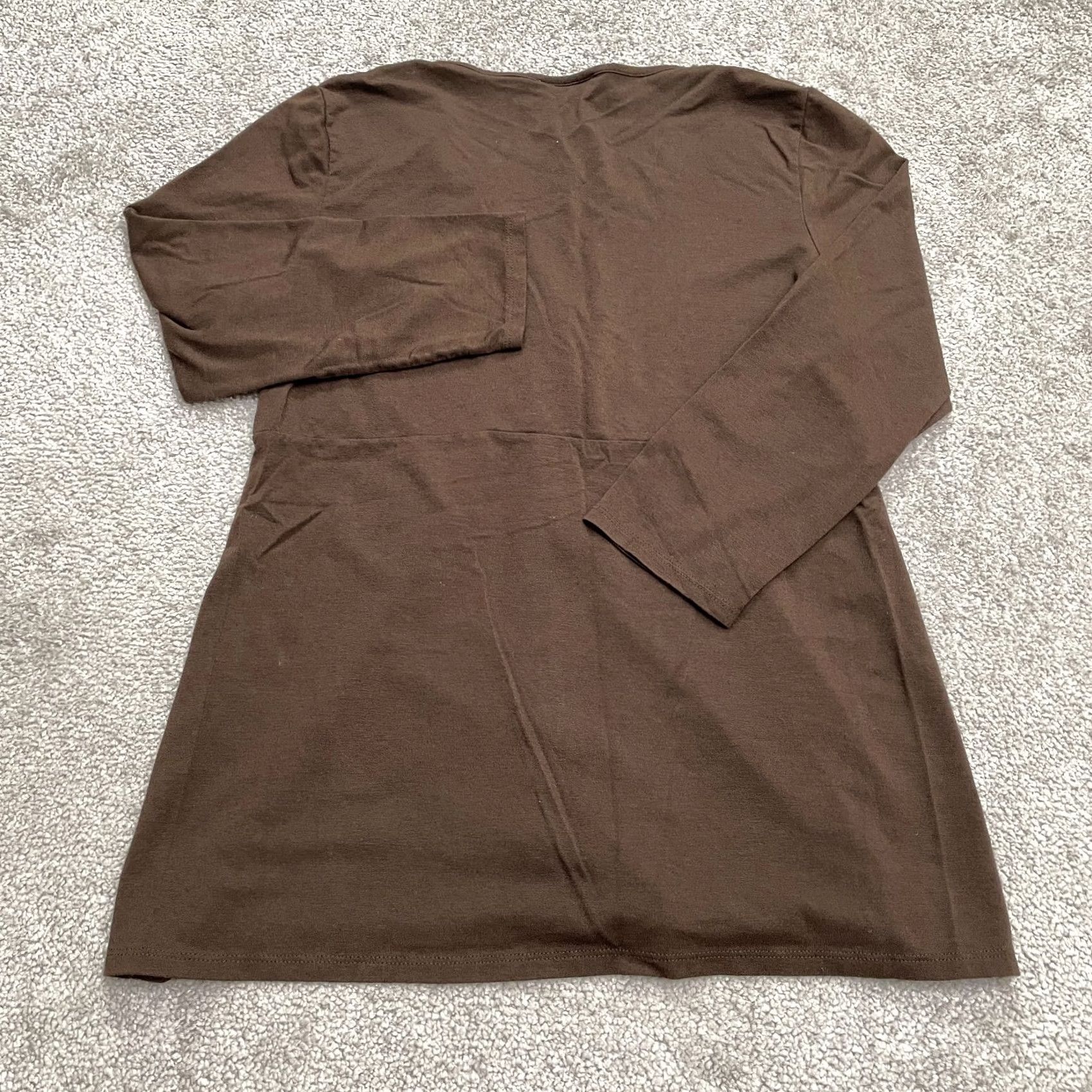 Loft Loft Ann Taylor Blouse Womens LP Brown Embroidered Pleated Tuni Casual Petite Size L / US 10 / IT 46 - 2 Thumbnail