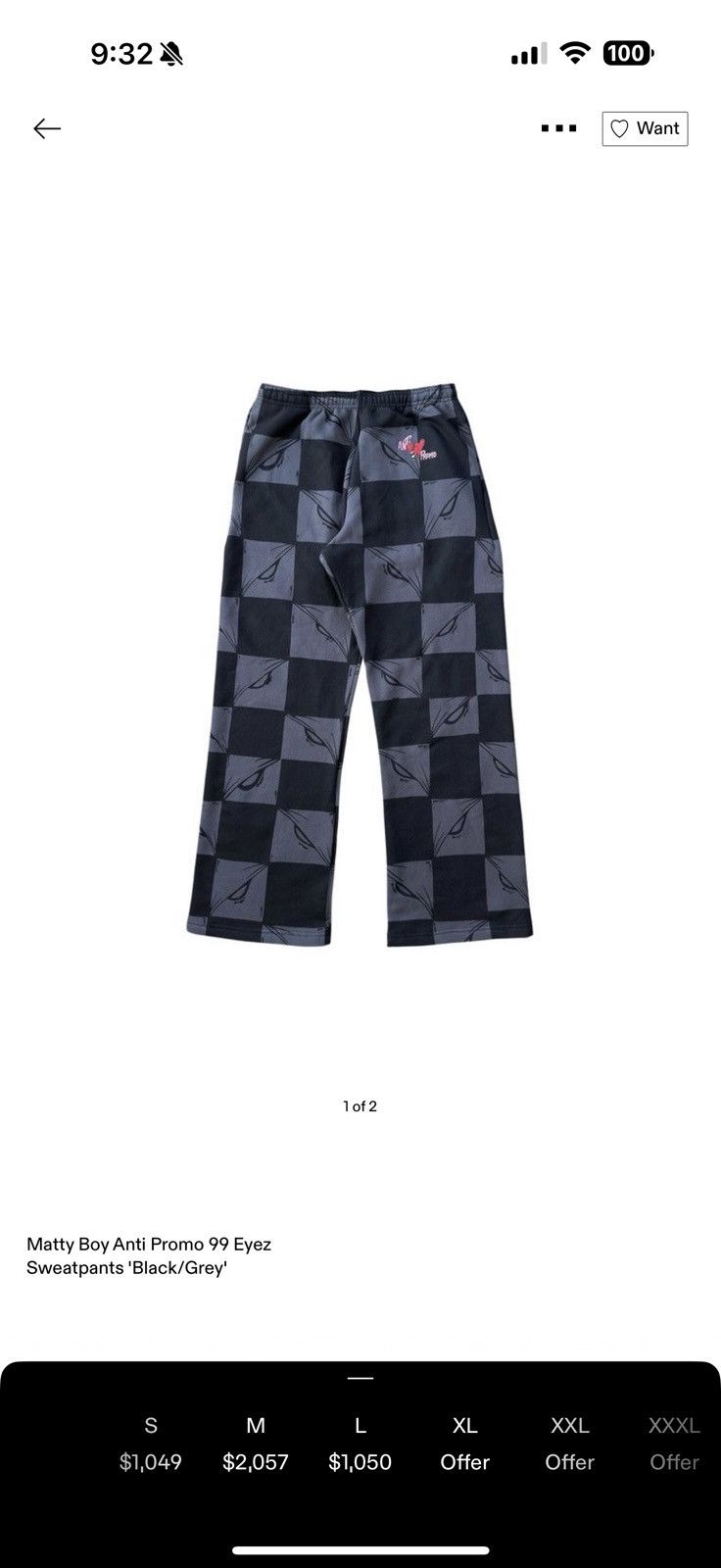 Chrome Hearts Chrome Hearts x Matty Boy “Anti Promo 99 Eyez” Sweatpants Size US 35 - 4 Thumbnail
