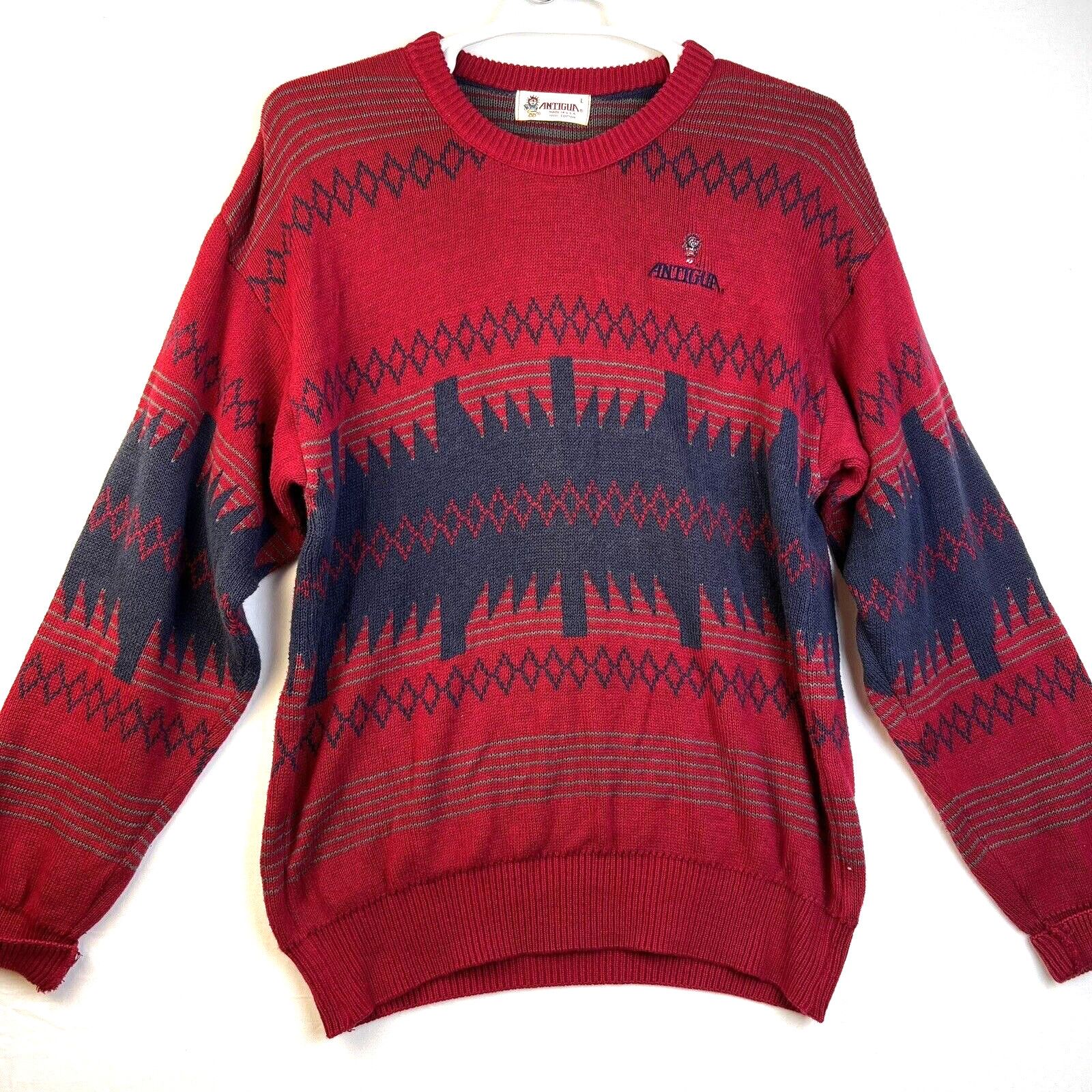 Other Antigua Sweater Vintage Men's Large Cotton Red Graphic Retro Size US L / EU 52-54 / 3 - 10 Thumbnail