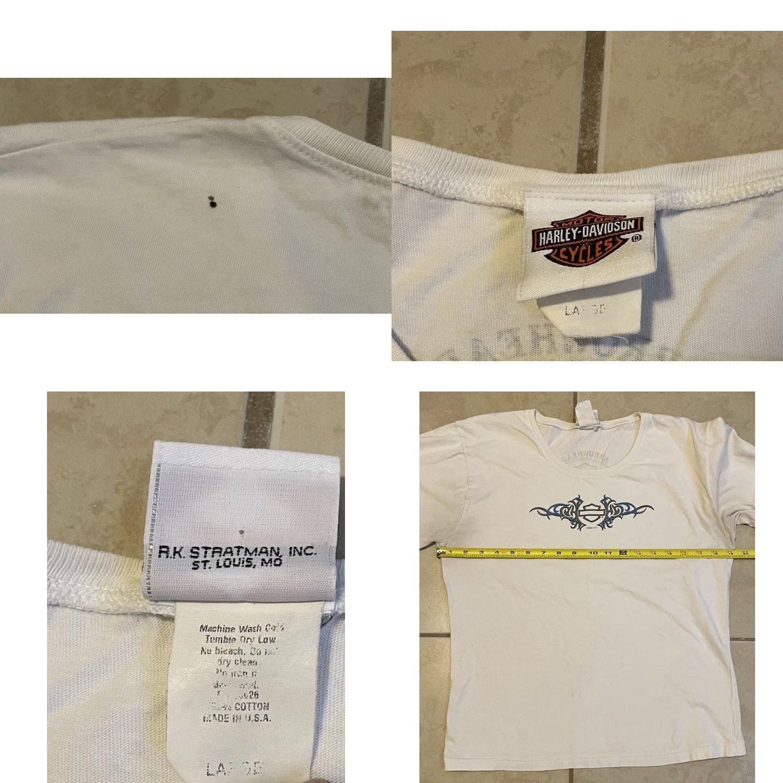 Harley Davidson VINTAGE Harley Davidson Shirt Biker Womens L White Tribal Flames 80s 90s Grunge Y2K Fashion Size L / US 10 / IT 46 - 9 Thumbnail