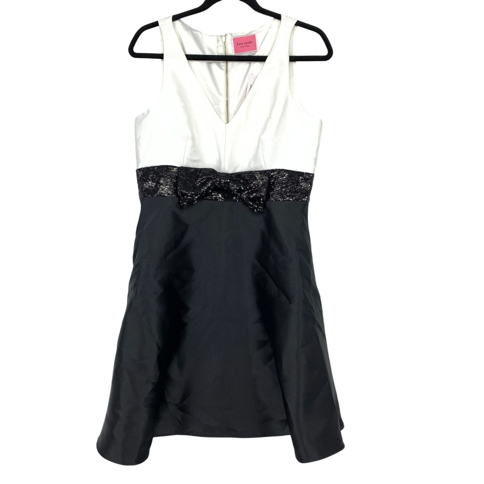 Kate Spade Kate Spade Sequin Bow Fit & Flare Dress 8 Black White NEW Size M / US 6-8 / IT 42-44 - 1 Thumbnail