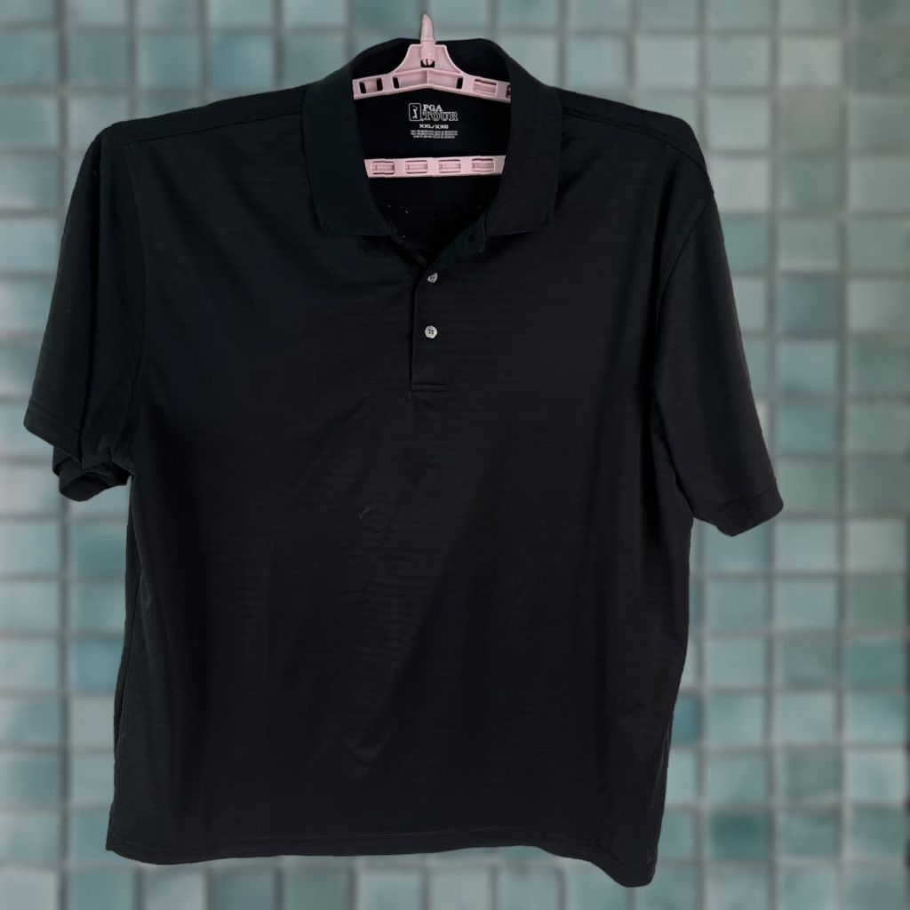 PGA Tour PGA Tour Polo Shirt Men Short Sleeve Collared Black 2XL Shirt Polo Casual Comfort Classic 100% Polyester Button Pullover GOLF Shirt Mens Size US XXL / EU 58 / 5 - 1 Thumbnail