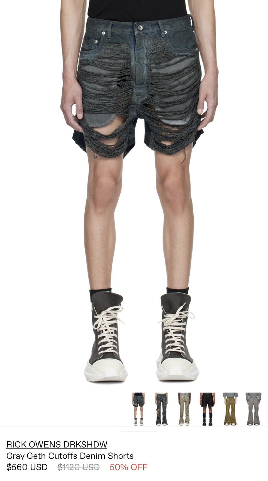 Rick Owens Drkshdw Drkshdw Distressed Cutoff Shorts Size US 31 - 3 Thumbnail