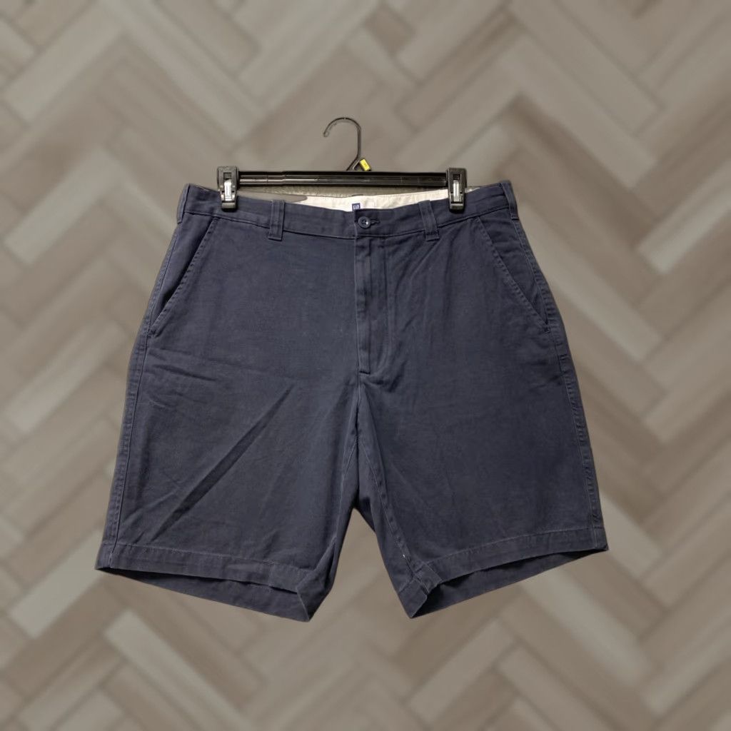 Gap VINTAGE Gap Men's Cotton Shorts Chino Flat Front Navy Blue 36 Waist 8-Inch Inseam Men Size US 36 / EU 52 - 1 Thumbnail