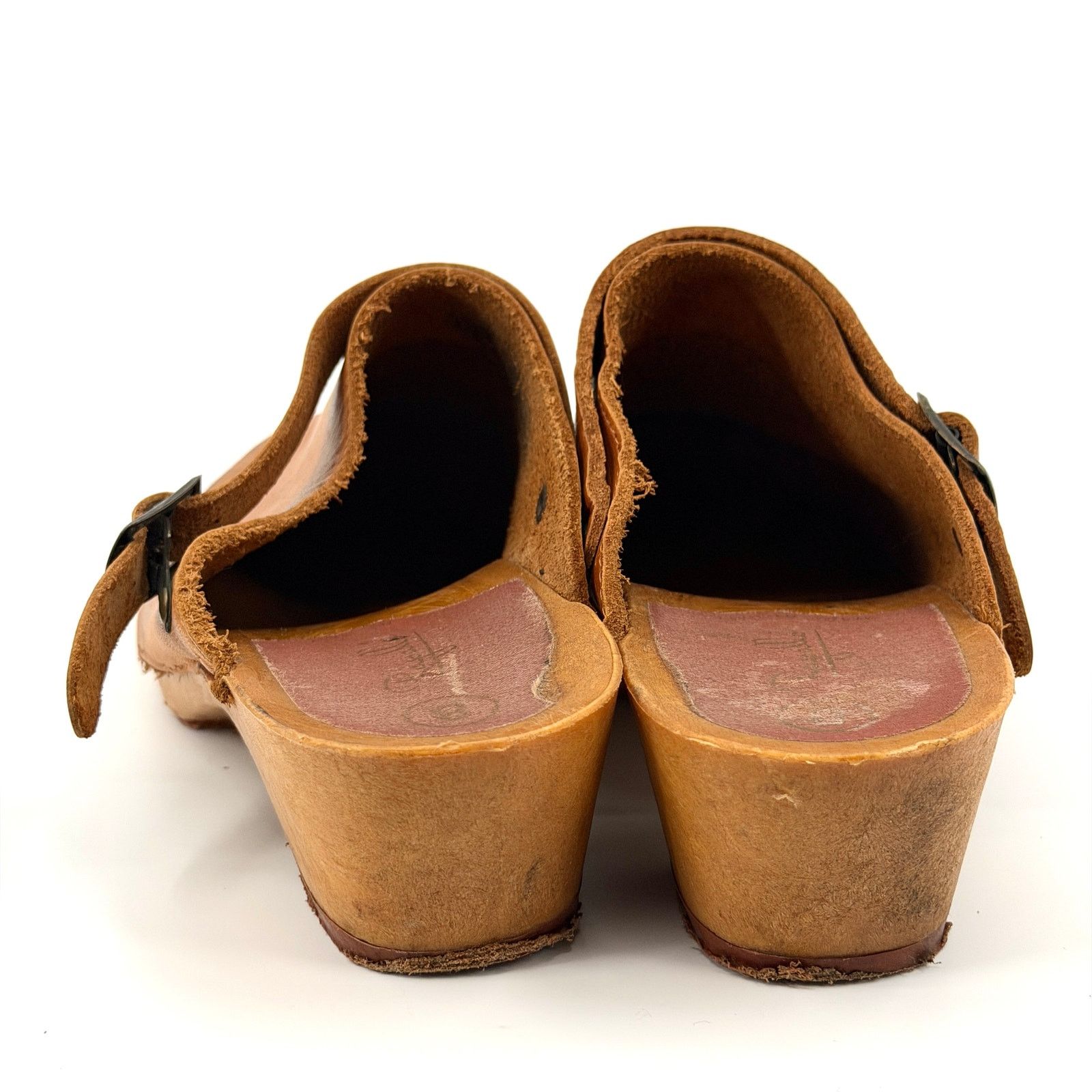 Vintage Vintage 70s Made in Italy Tan Leather Faux Wood Clogs Size US 8 / IT 38 - 6 Thumbnail