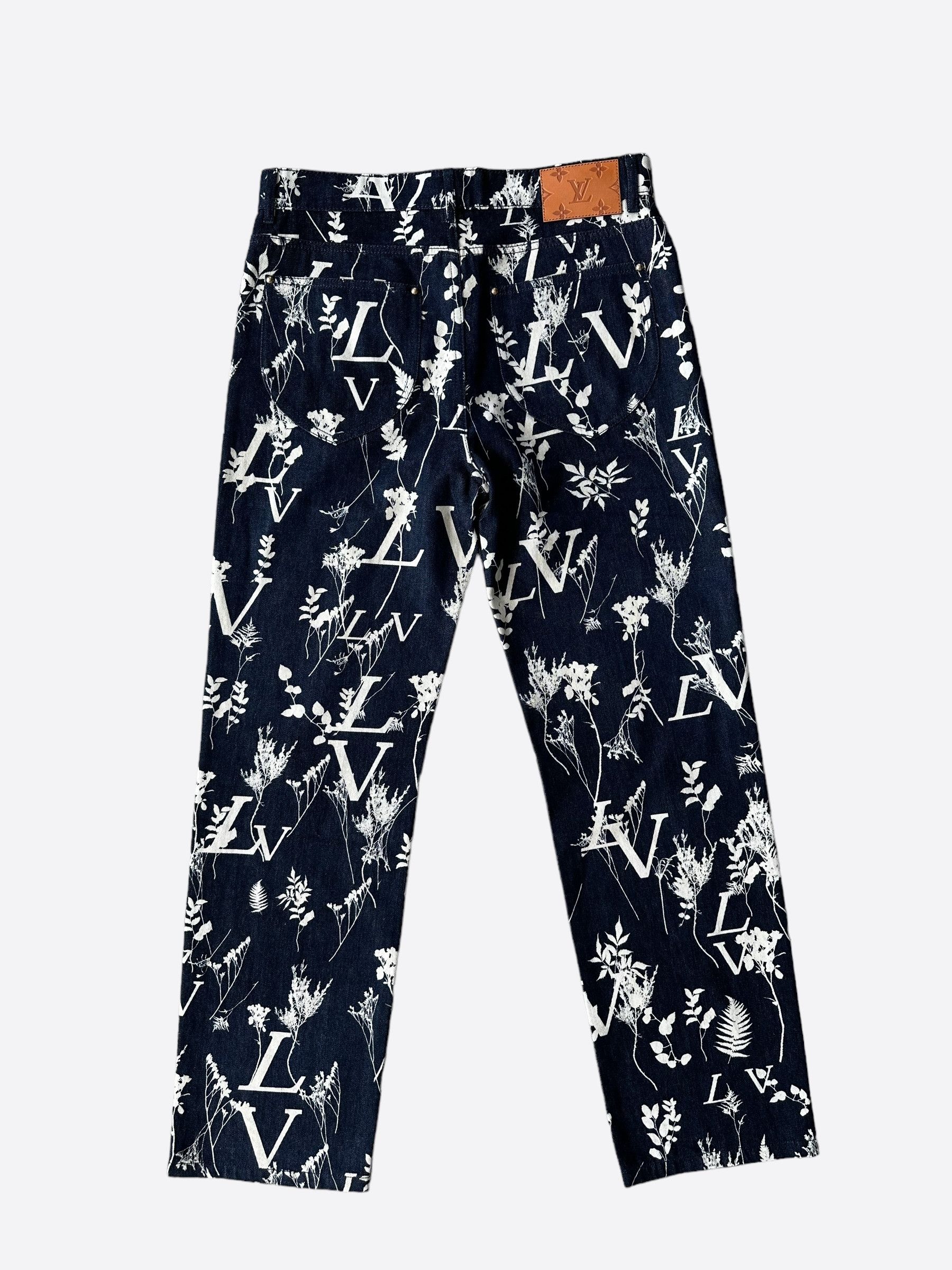 Louis Vuitton Blue & White Leaf Jeans Size US 30 / EU 46 - 2 Thumbnail