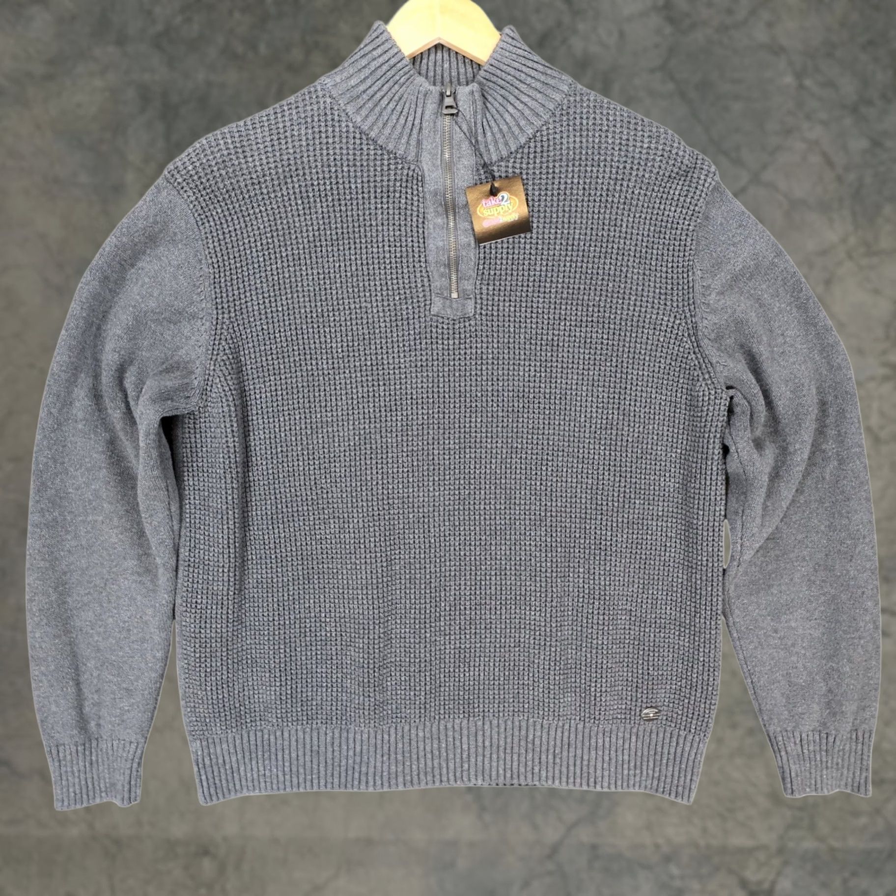 Weatherproof Weatherproof Vintage Sweater Mens L Gray Waffle Knit Quarter Zip Pullover Casual Size US L / EU 52-54 / 3 - 1 Thumbnail
