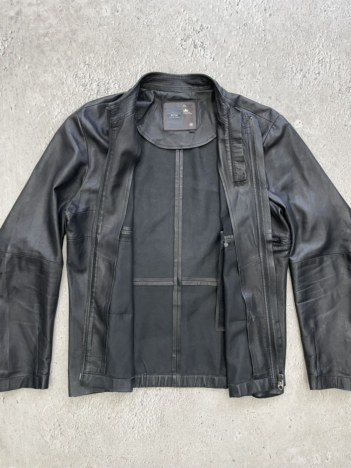 G star raw zipper 14th addiction leather opium jacket y2k