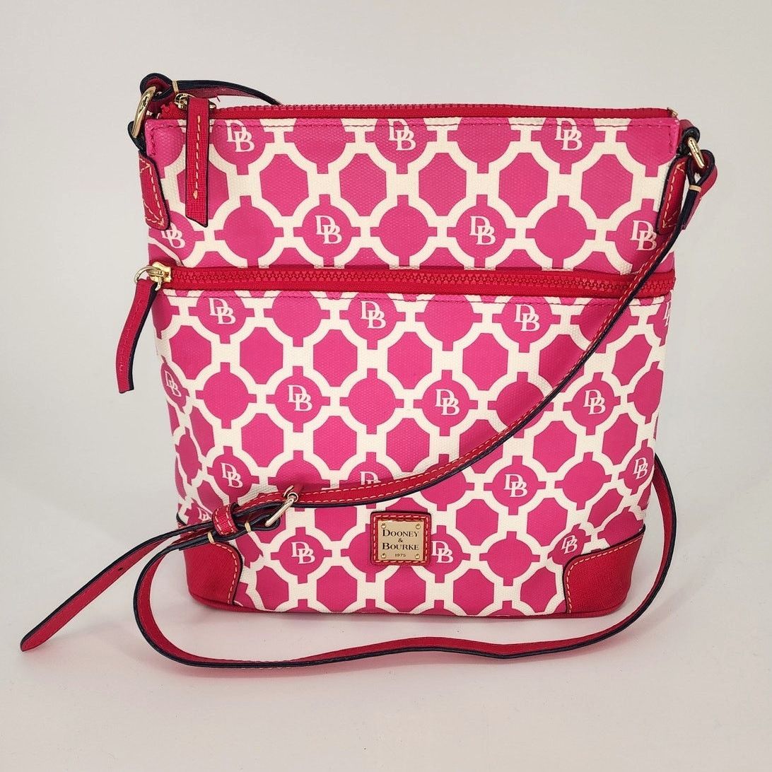 Dooney & Bourke Dooney & Bourke Pink & White Geo Print Canvas Crossbody Size ONE SIZE - 17 Thumbnail