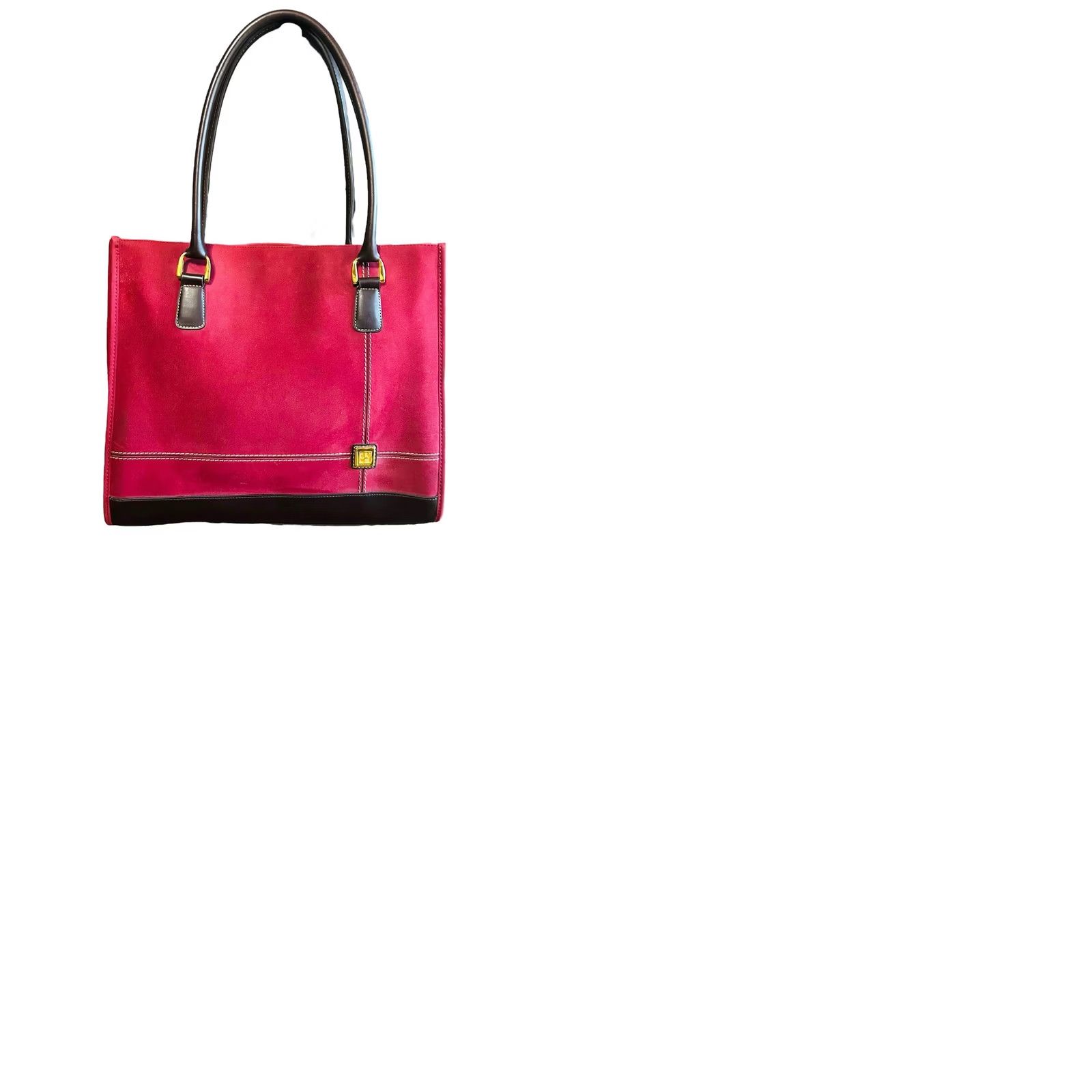 Vintage Diane Von Furstenberg Burgundy Canvas Suede Tote Women's Purse Handbag Size ONE SIZE - 11 Thumbnail