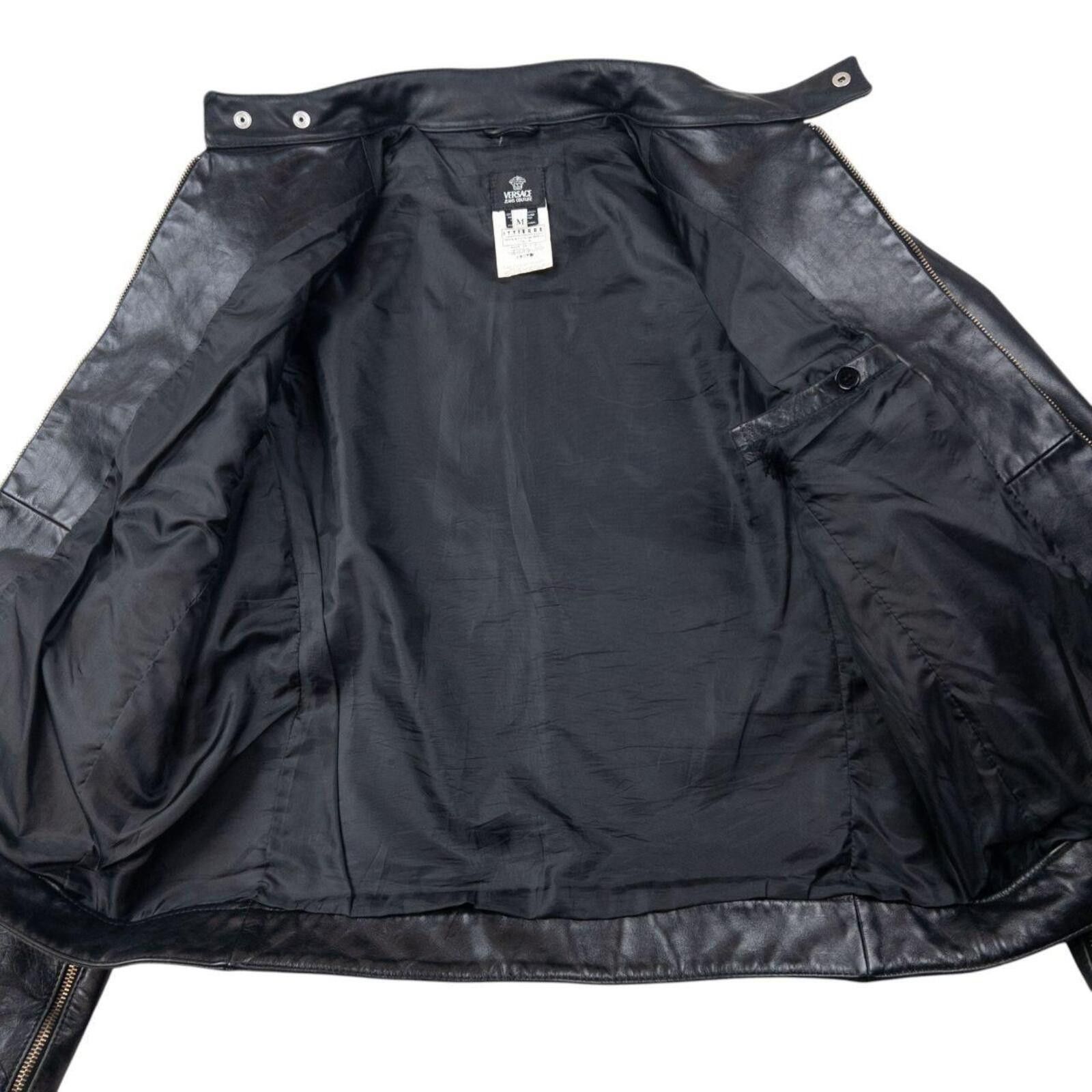 Versace Vintage 2000s Versace Jeans Couture Zip Up Leather Jacket SM Size US S / EU 44-46 / 1 - 5 Thumbnail