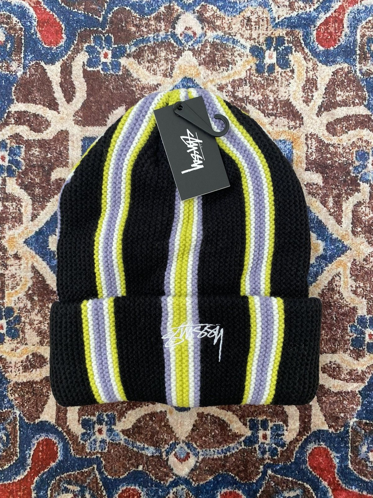 Stussy Stussy Vertical Stripe Beanie - Black Size ONE SIZE - 1 Thumbnail