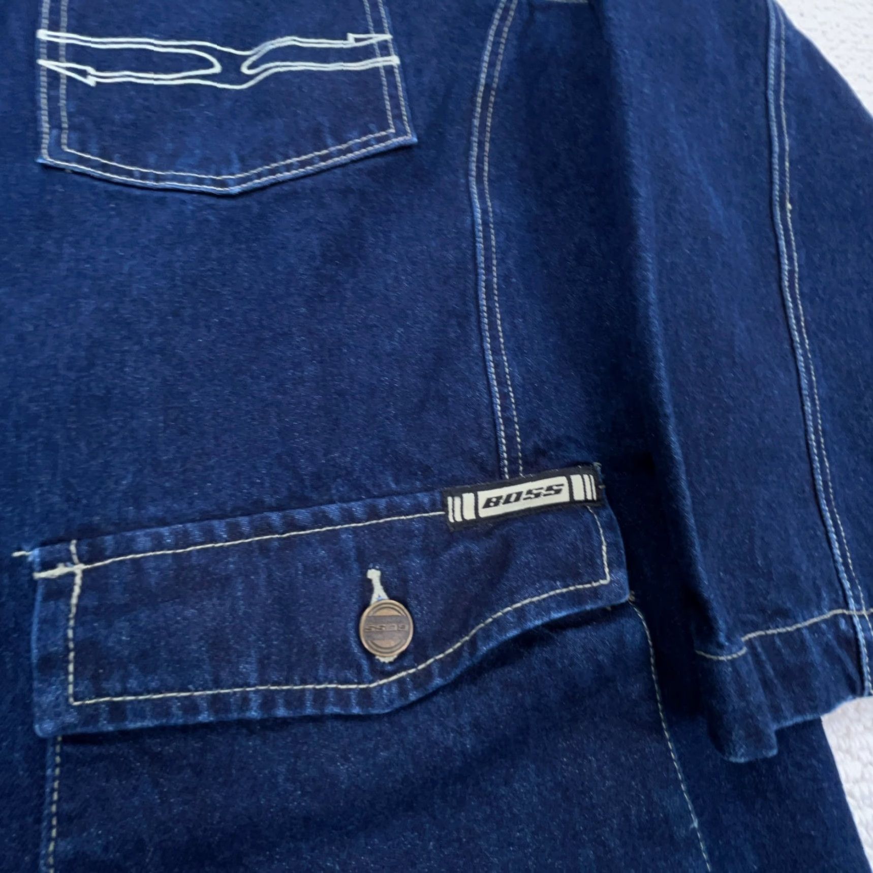 Vintage VINTAGE Boss Denim Jacket Men XL Chore Barm Urban Expedition Hip Hop USA Motorcycle Hipster Baggy Denim Jacket Men XL Blue Size US XL / EU 56 / 4 - 7 Thumbnail