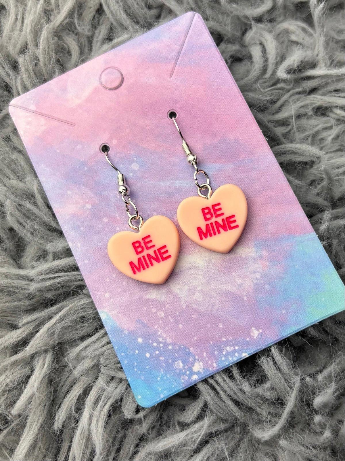 Handmade Orange Heart valentines sweethearts earrings Size ONE SIZE - 1 Preview