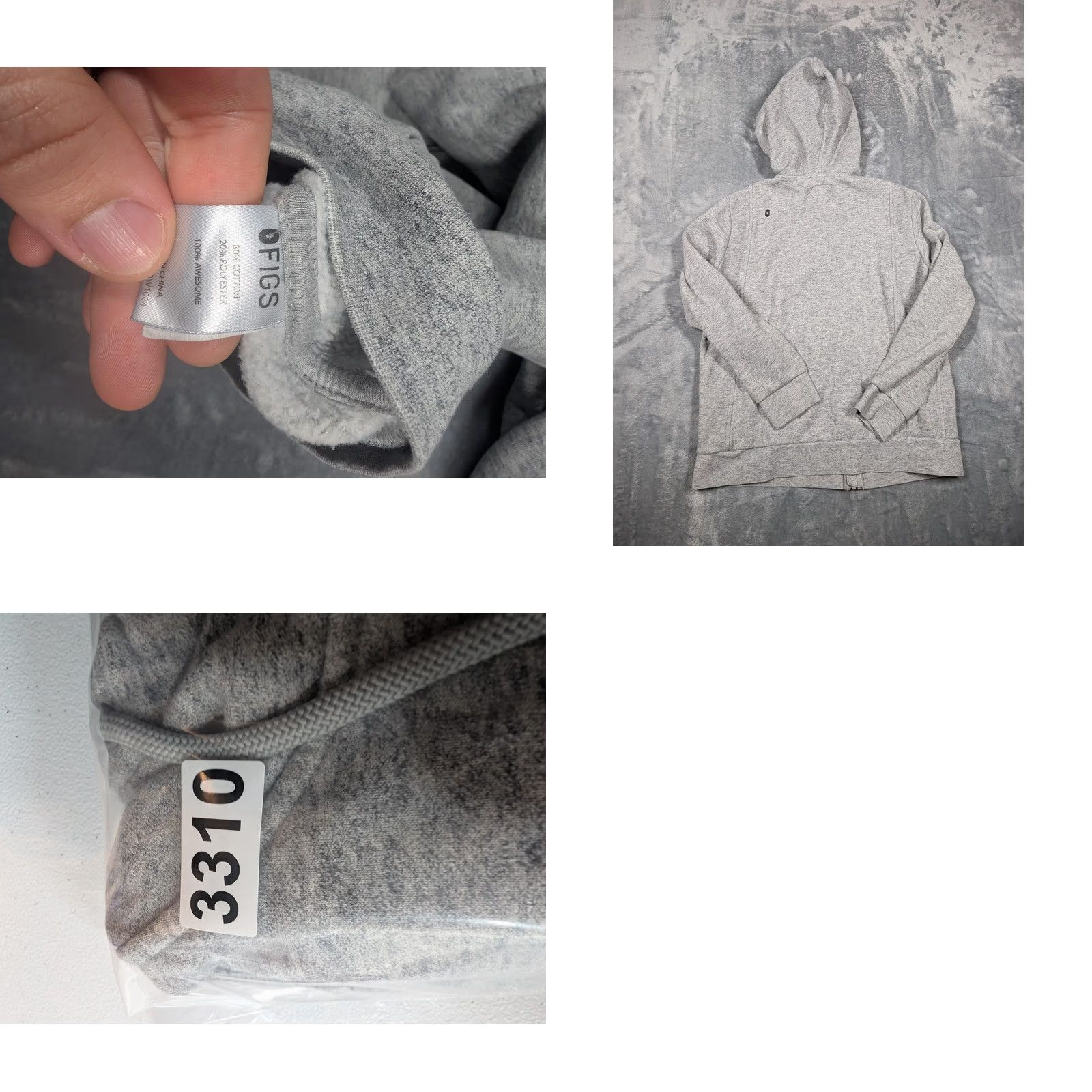 Vintage FIGS Hoodie Mens Medium Gray Sherpa Lined Full Zip Fleece Jacket Sweatshirt Size US M / EU 48-50 / 2 - 8 Thumbnail