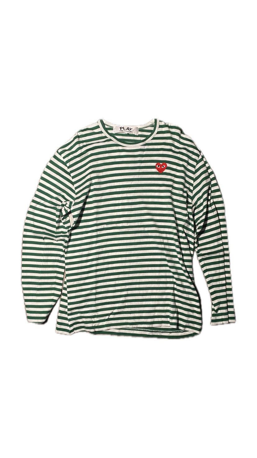 Cdg Play Green Striped L/S
