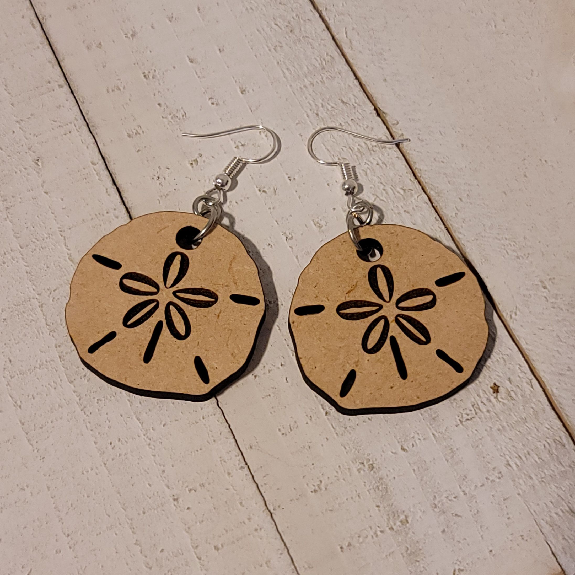 Handmade Handmade Laser Cut Sand Dollar Dangle Earrings Size ONE SIZE - 3 Thumbnail