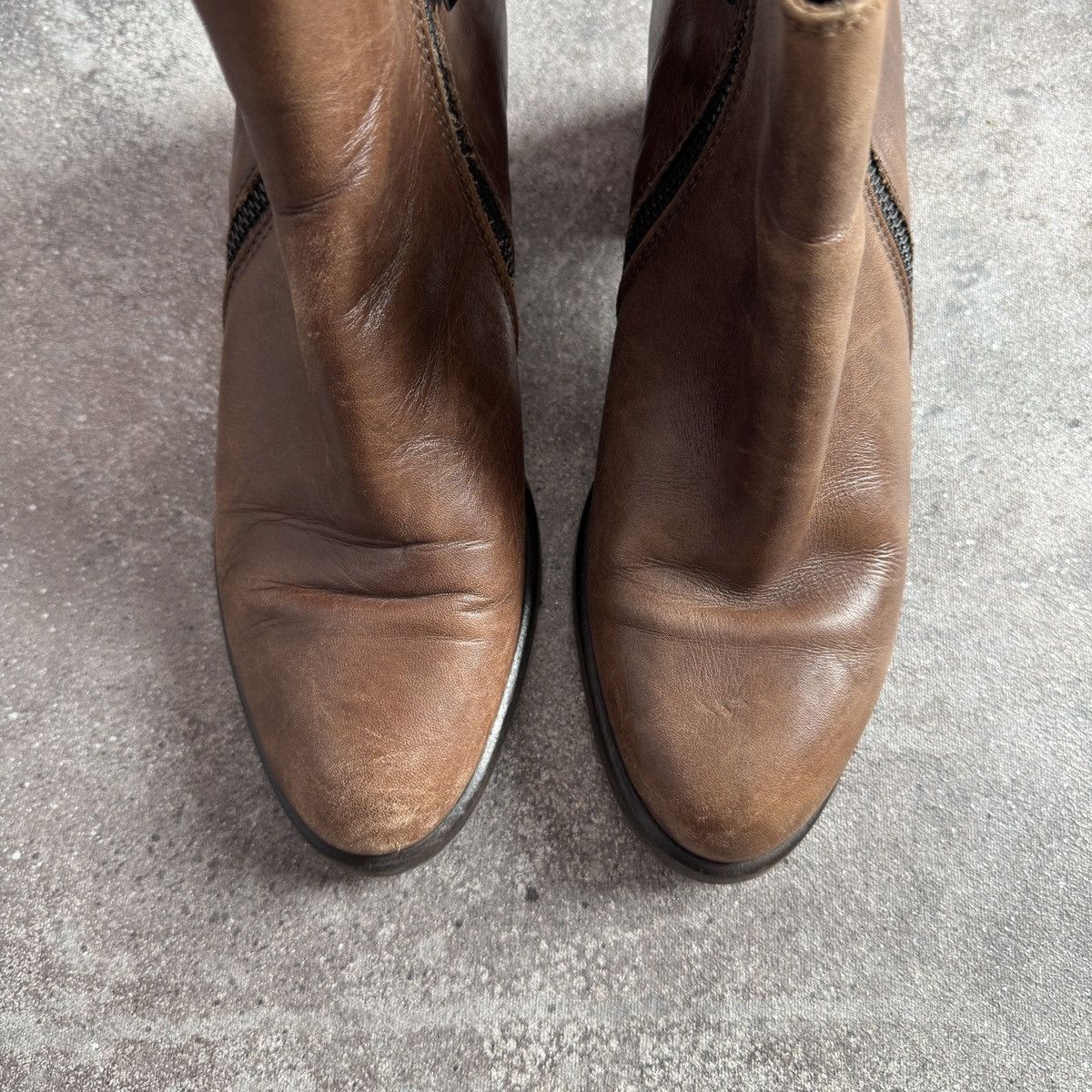 Hysteric Glamour Avant Garde Vintage Double Zip Real Faded Leather Heel Boots Size US 8 / IT 38 - 11 Thumbnail