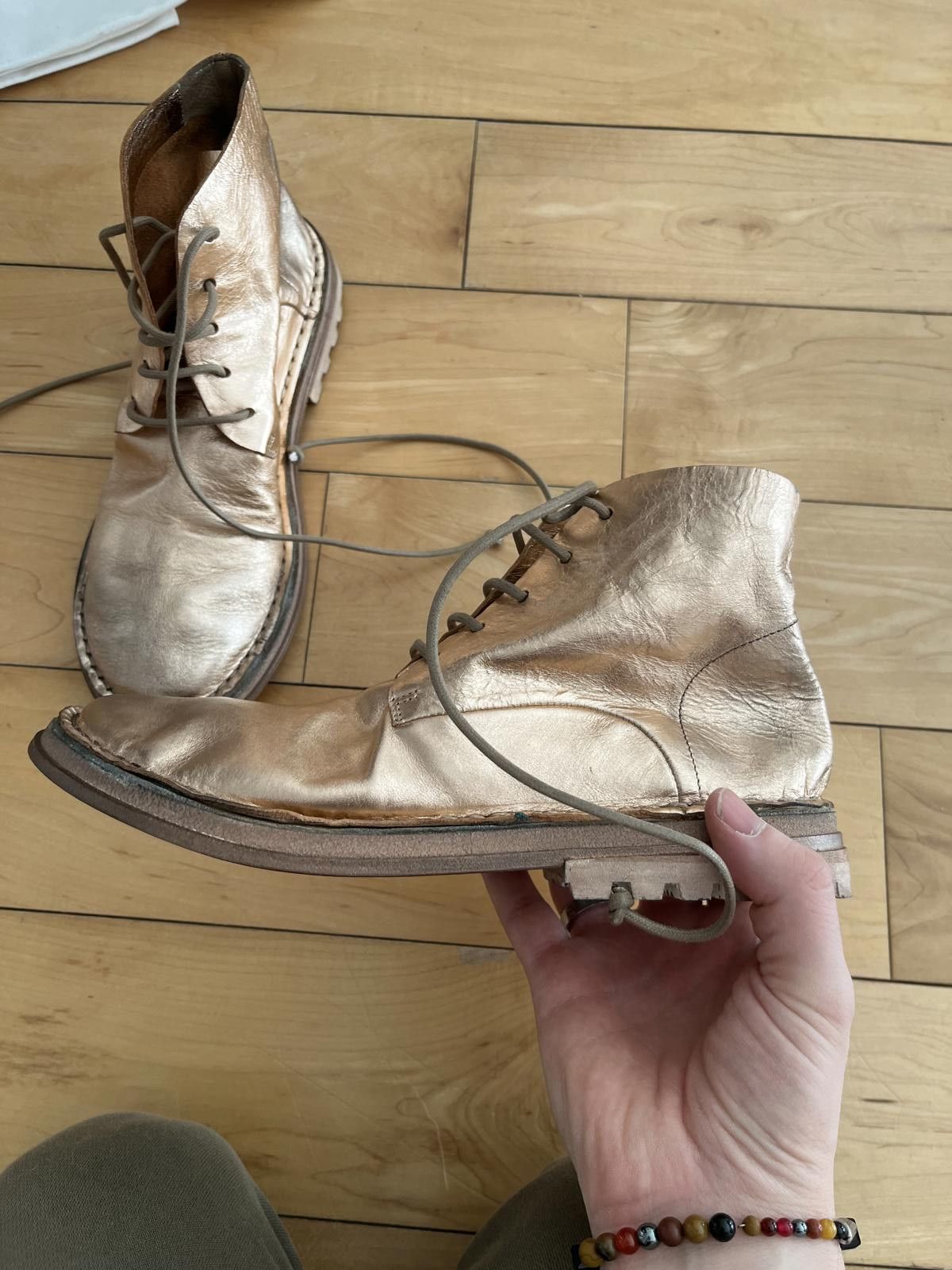 Marsell NWB - Marsell Metallic Leather Lace Up Boots Size US 7 / IT 37 - 4 Thumbnail