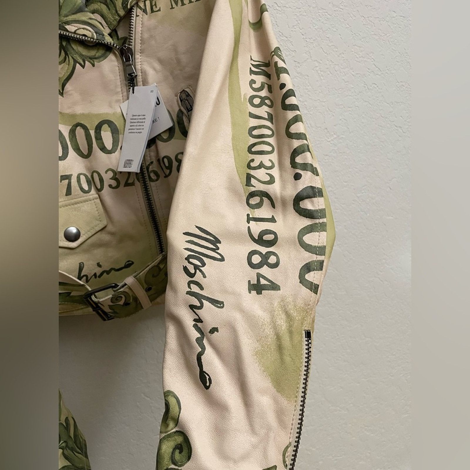 Moschino Moschino Leather Money Print Biker Jacket Limited Size 40 Size S / US 4 / IT 40 - 8 Thumbnail